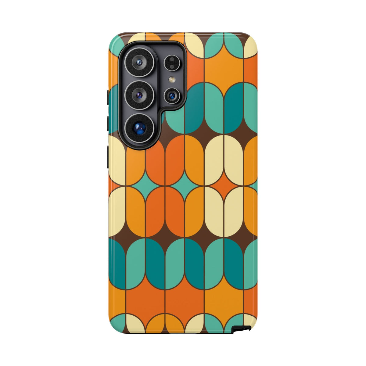 Mid Century Modern Orange, Teal Geometric Mod Designed Tough Phone Case