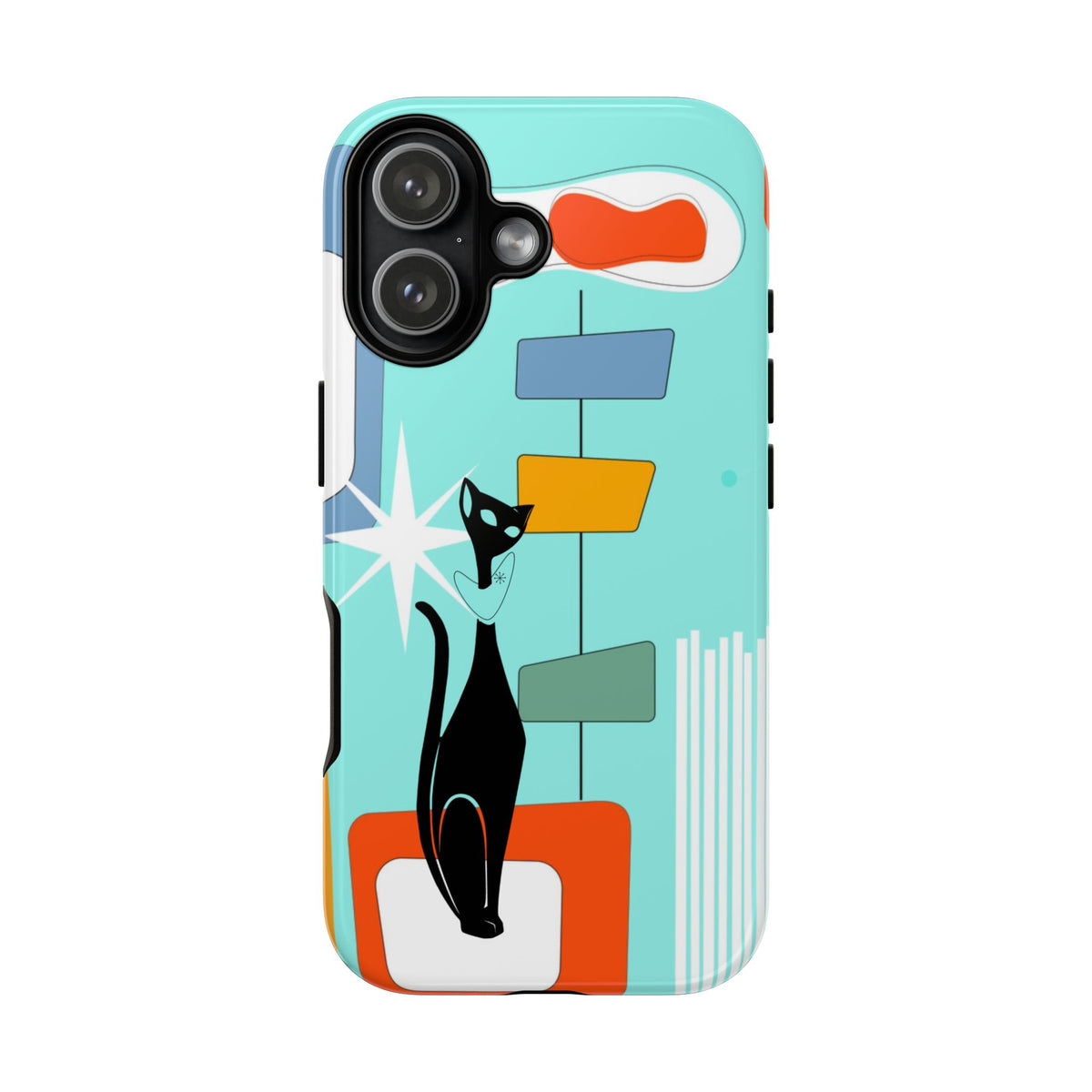 Atomic Cat, Mid Mod Aqua Blue, Geometric, Samsung, Google Pixel, Apple iPhone Tough Cases