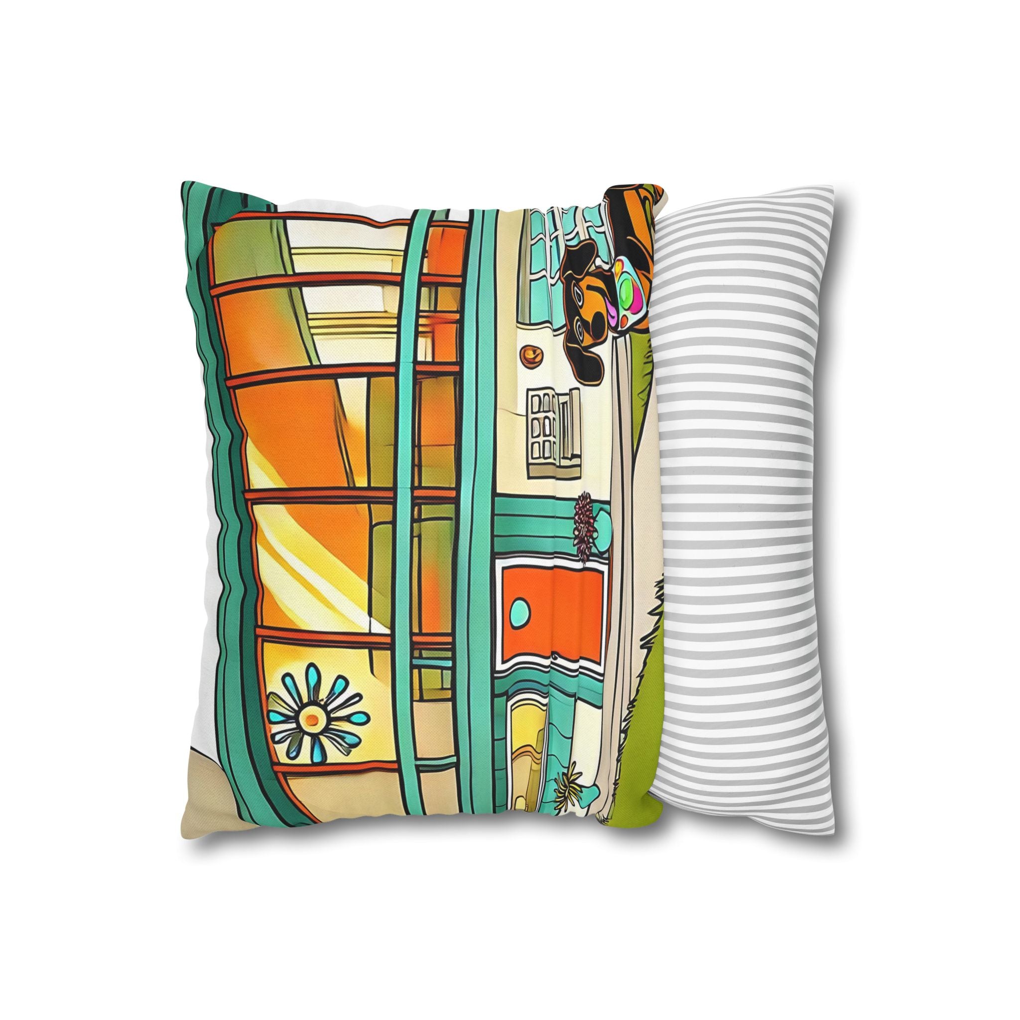 Doxie Dog Dwelling, Kitschy Mid Century Modern Pillow COVER Only - Mid Century Modern Gal