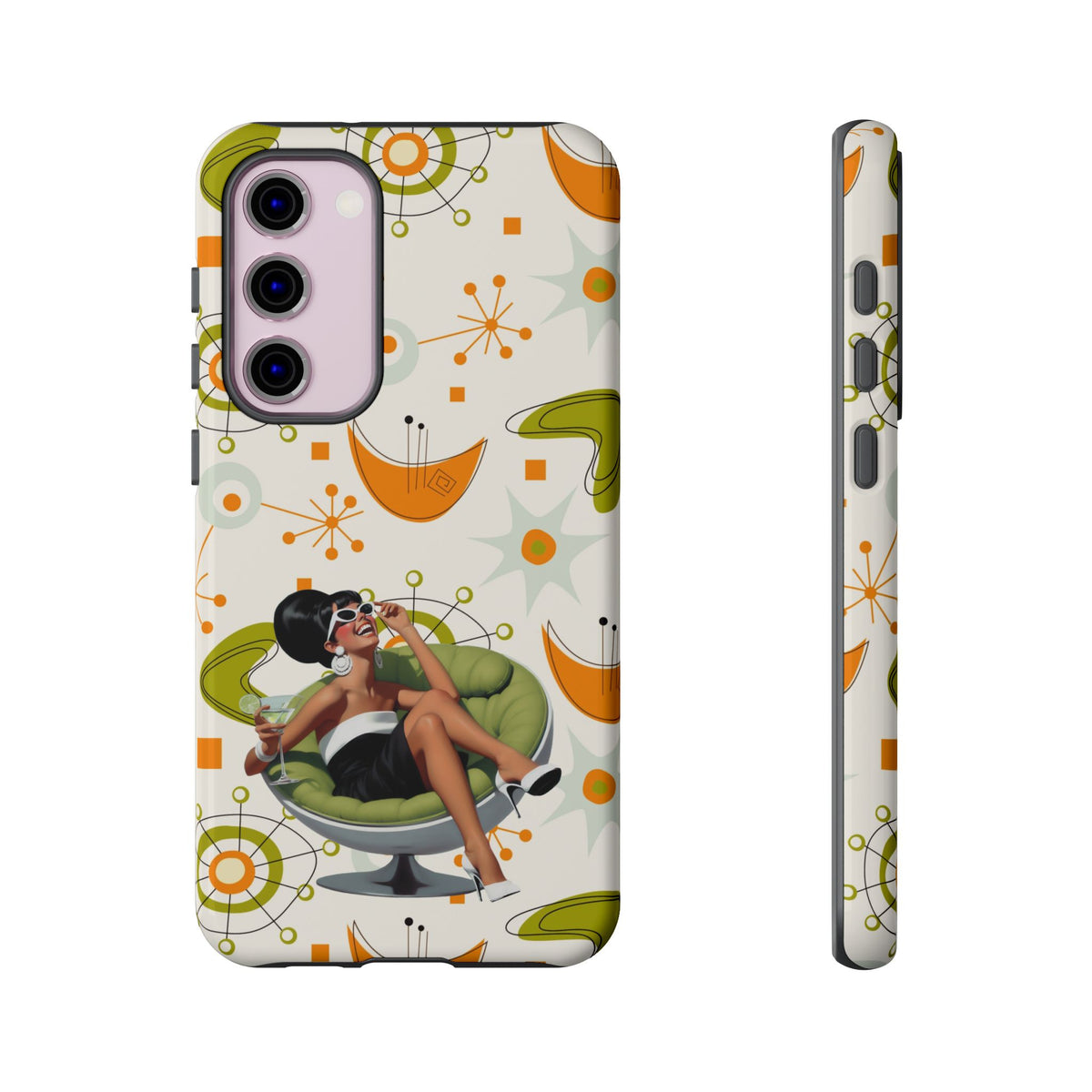 Mid Century Modern Atomic Starburst Mid Mod 60s Gal Retro Chic Tough Phone Case with Vintage Glamour Design - Mid Century Modern Gal
