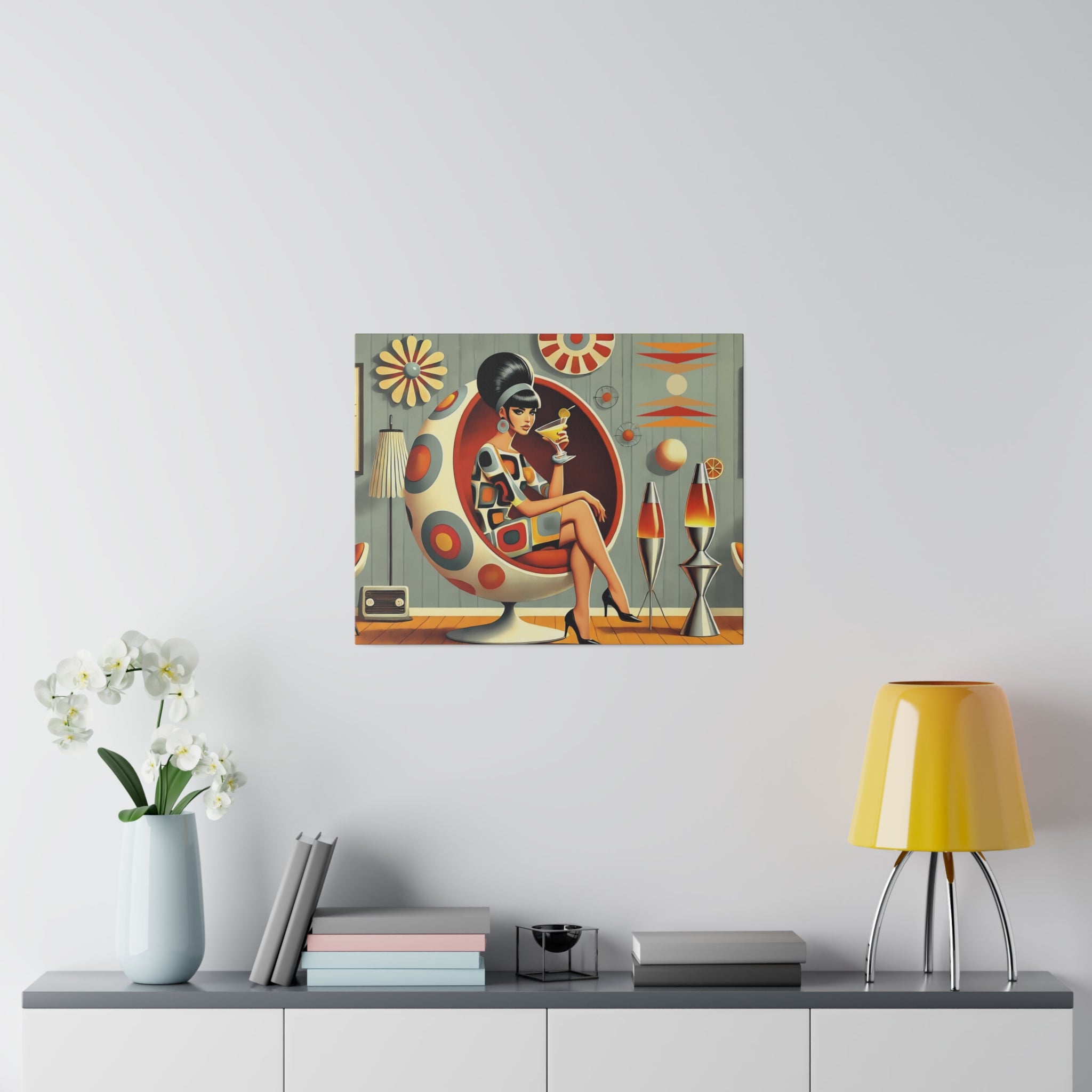 Retro Mod Gal, Atomic Age Kitschy 60s Groovy Wall Art - Mid Century Modern Gal