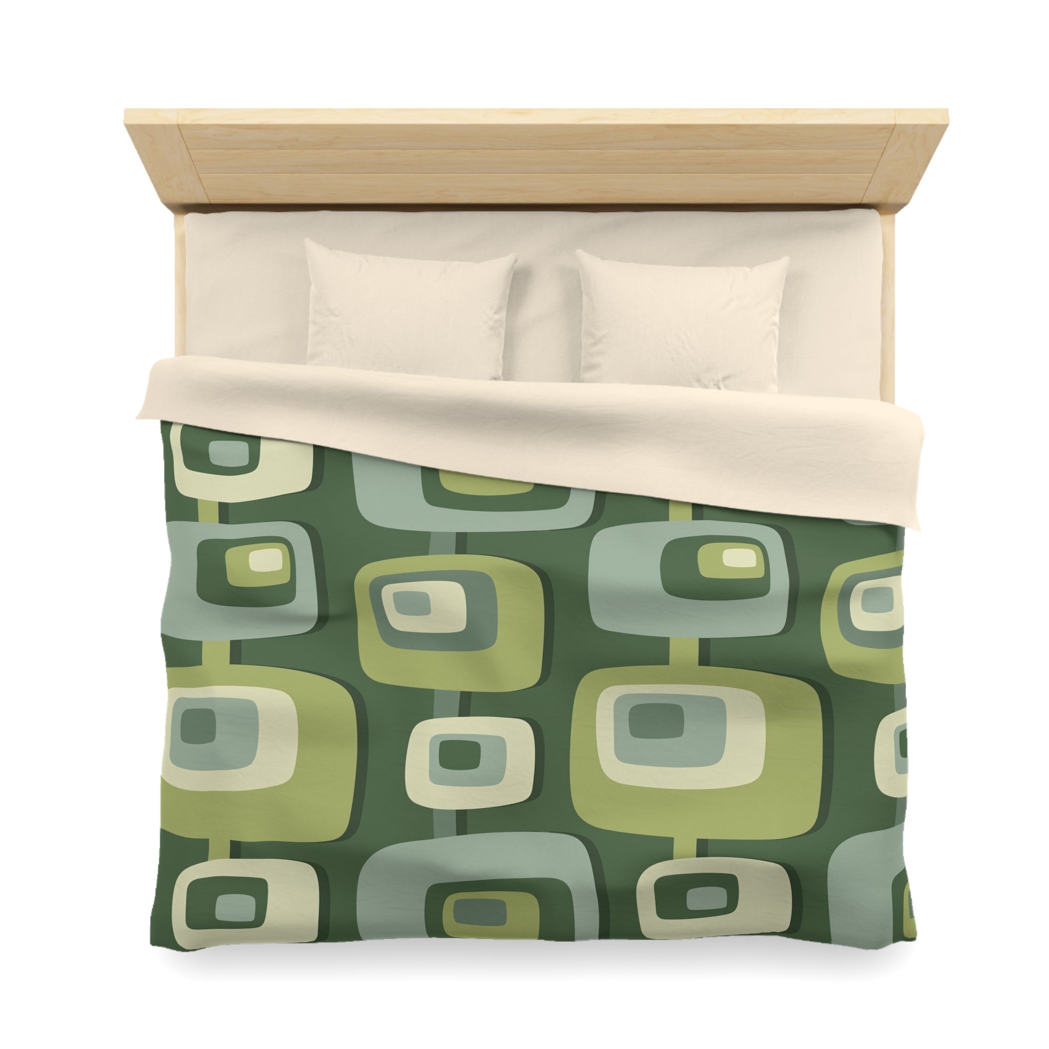 Mid Century Modern, Geometric, Groovy Green, Beige, Abstract, 60s 70s Retro, Mid Mod, MCM Duvet Cover - Mid Century Modern Gal