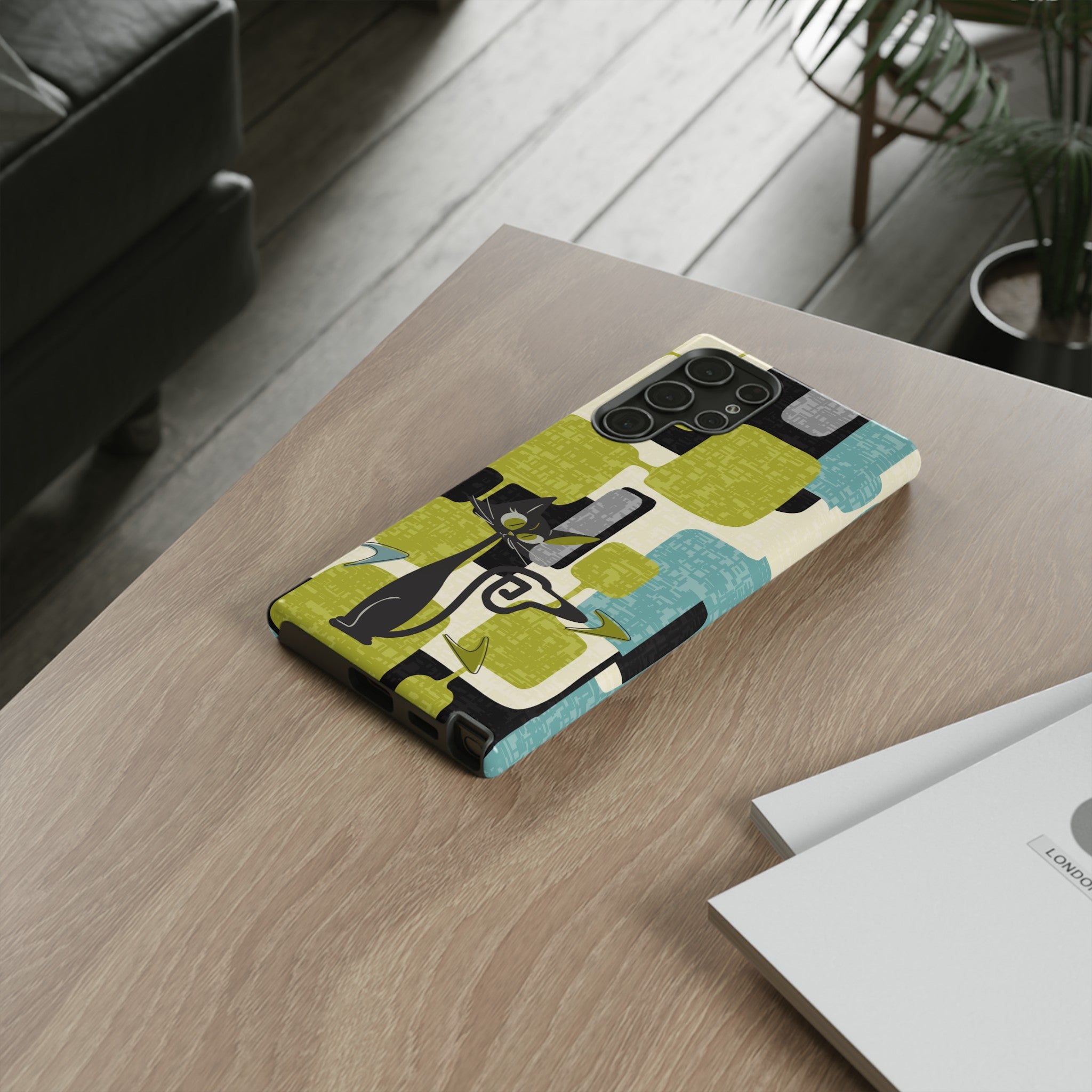 Mid Century Modern Geometric Kitschy Cat, Boomerang Retro Smart Phone Tough Cases - Mid Century Modern Gal