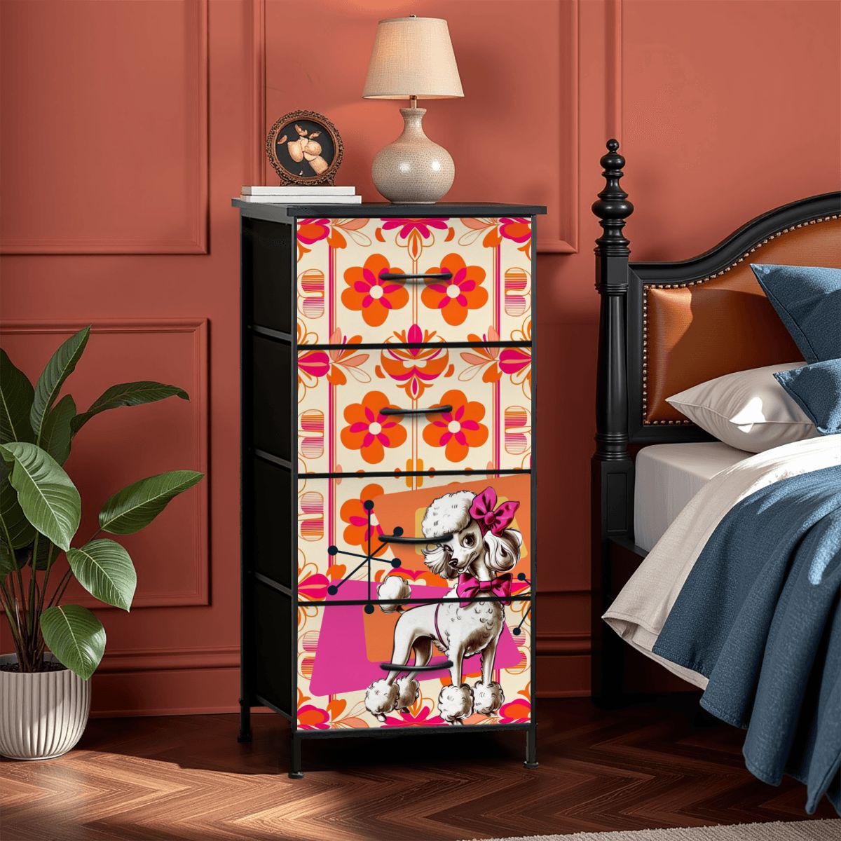 Mid Century Modern Poodle 50s Kitschy Retro 4-Drawer Dresser - Mid Century Modern Gal