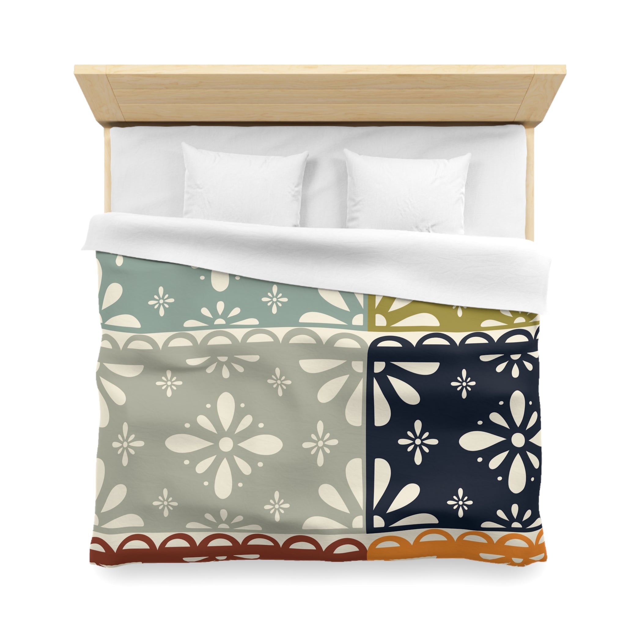 Modern Scandinavian Flower Patchwork, Mid Mod Duvet Cover - Mid Century Modern Gal
