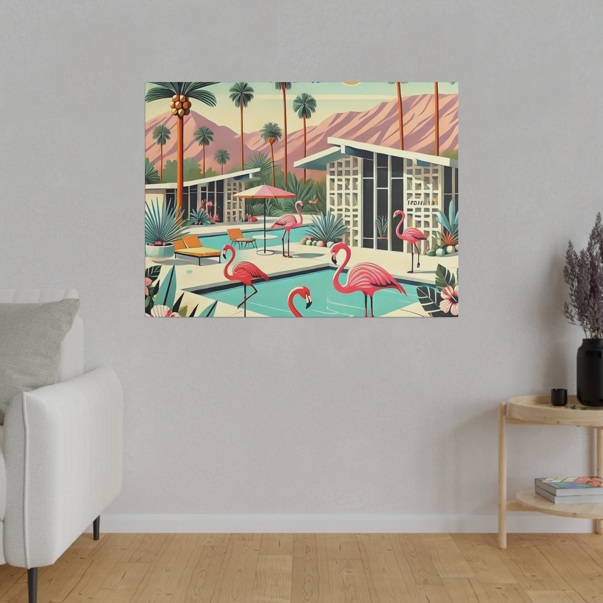 50s Mid Century Modern Wall Art, Palm Springs Flamingo Breeze Block MCM Art - Mid Century Modern Gal
