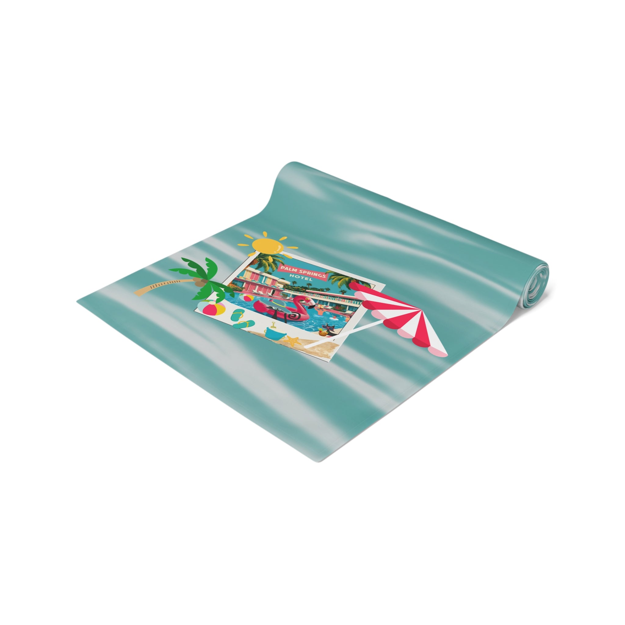 Hotel California, Kitschy Mod Flamingo Atomic Cat, Mid Mod Party Tropical Paradise Table Runner - Mid Century Modern Gal
