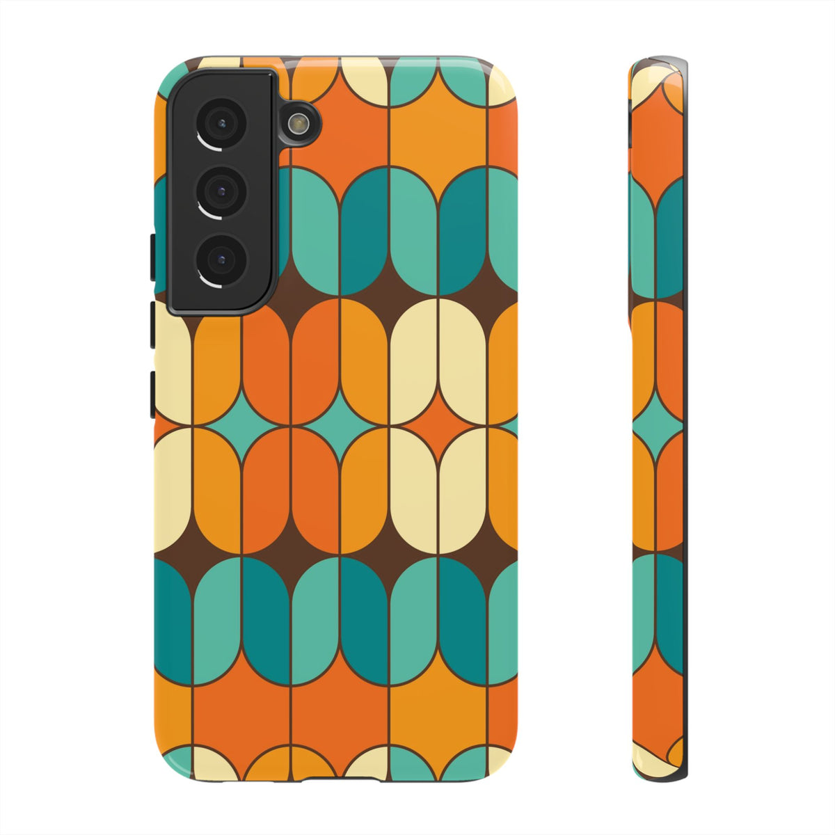 Mid Century Modern Orange, Teal Geometric Mod Designed Tough Phone Case