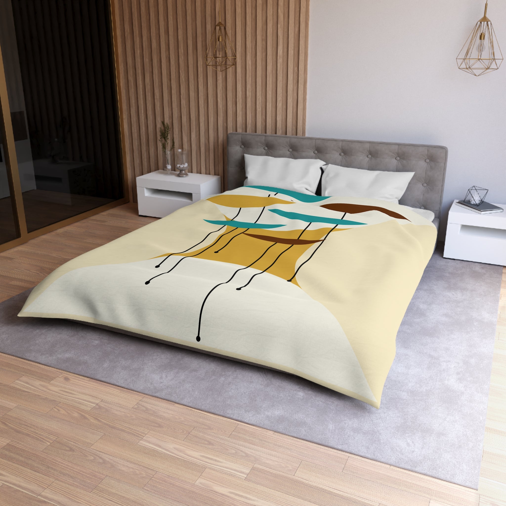 Mid Century Modernist, Minimalist Creamy Abstract MCM Retro Duvet Cover - Mid Century Modern Gal