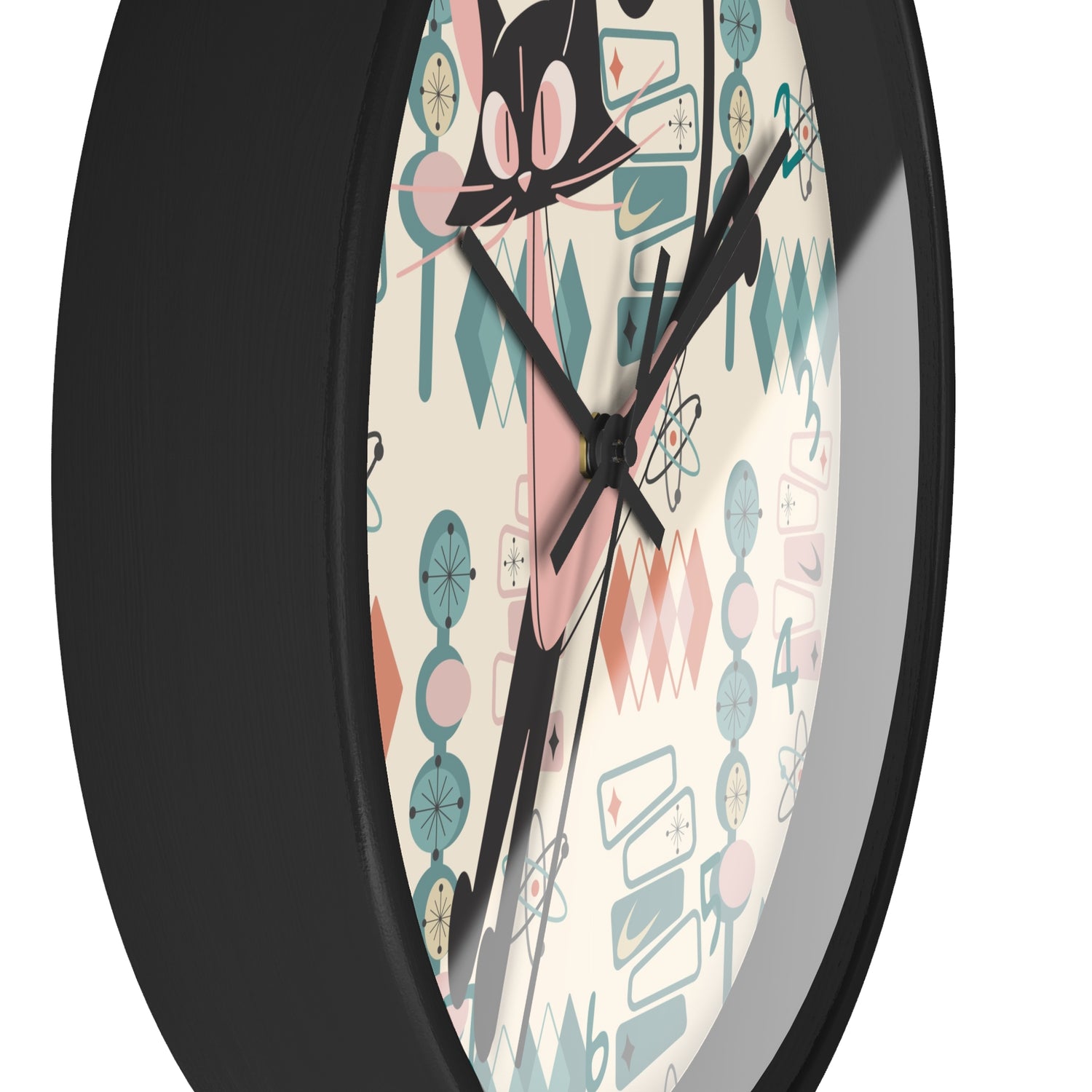 Atomic Cat Wall Clock, Mid Century Modern Kitschy Kitchen, Bedroom Livingroom Clocks - Mid Century Modern Gal