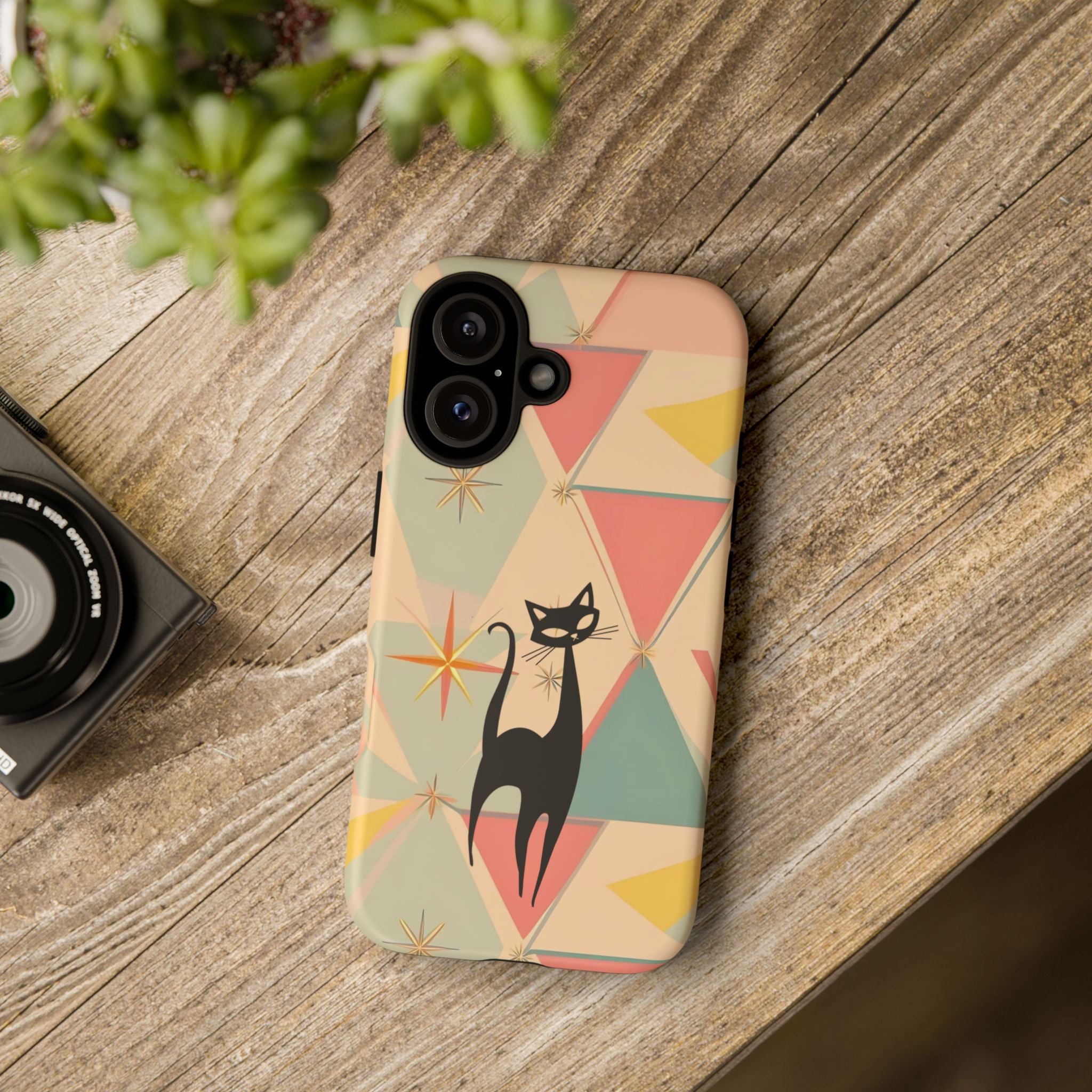 Atomic Cat Mid Mod Retro Cat Phone Case | Tough Cases with Vintage Vibe | Ideal for Cat Lovers
