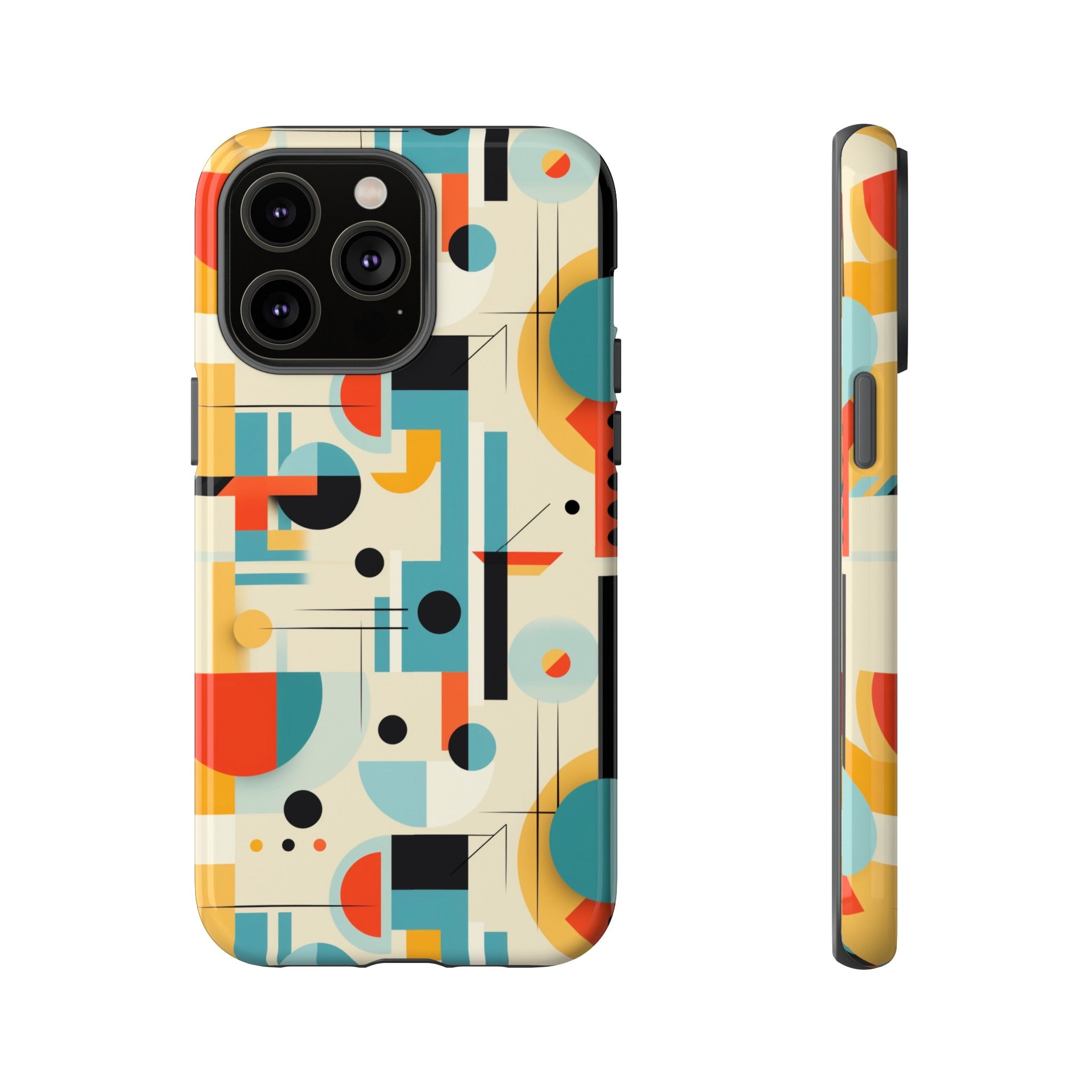 Bauhaus Designed Mid Mod Geometric Groovy Smart Phone, iPhone, Samsung Compatible Tough Cases