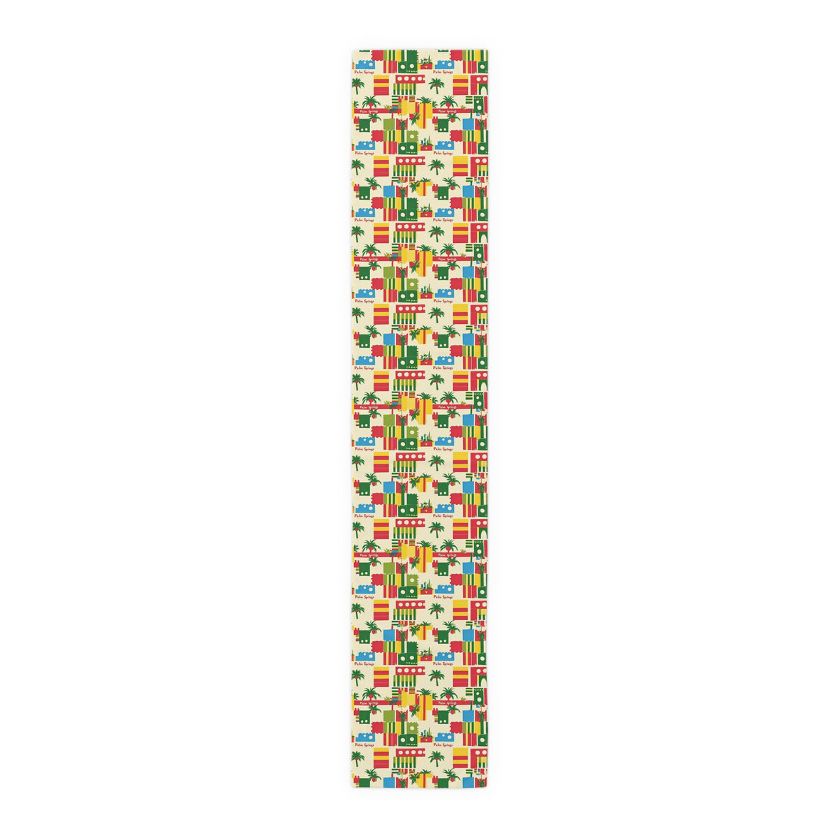 Tropical Palms Spring California Paradise Table Runner - Bright Cotton & Poly Design for Summer Dining - Mid Century Modern Gal