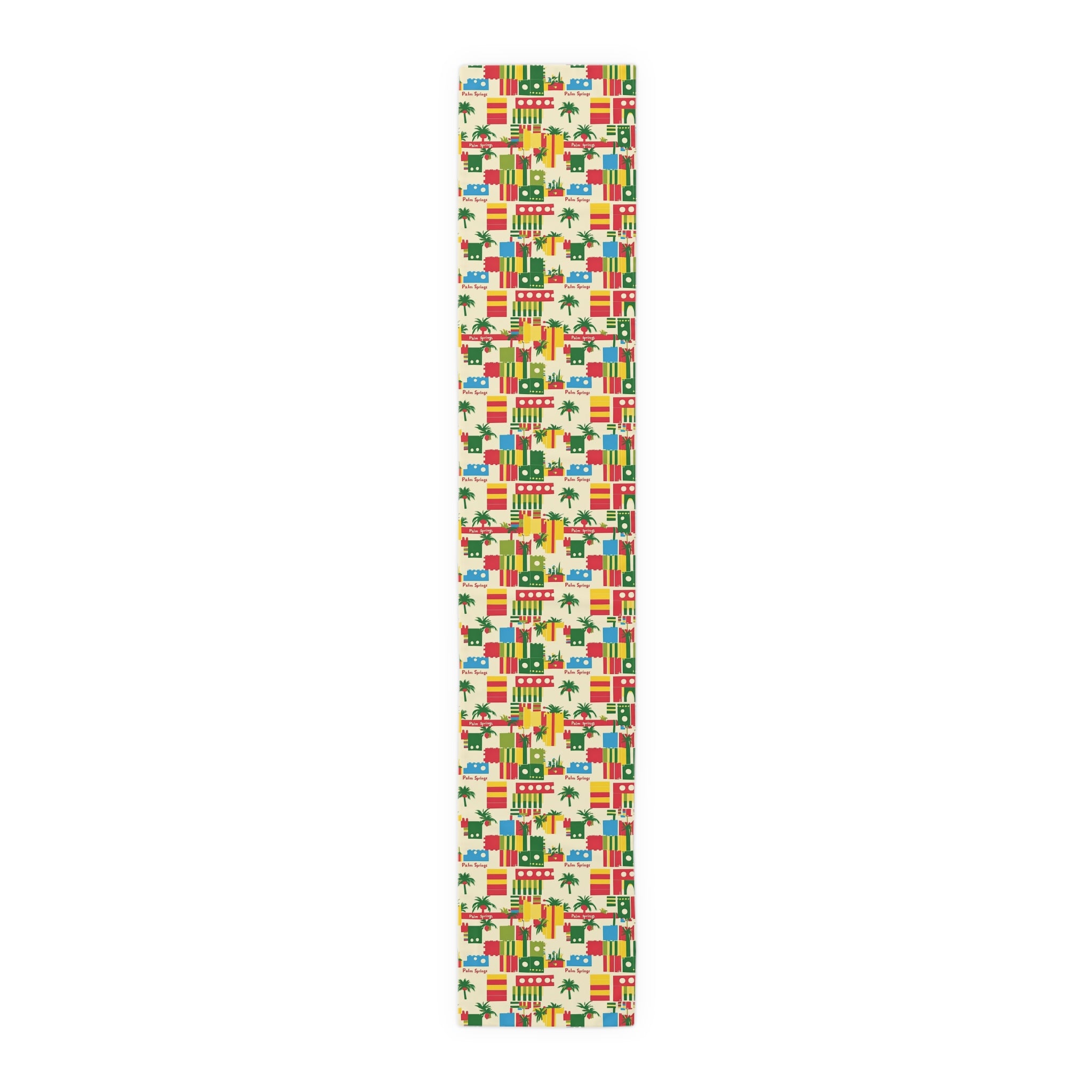 Tropical Palms Spring California Paradise Table Runner - Bright Cotton & Poly Design for Summer Dining - Mid Century Modern Gal