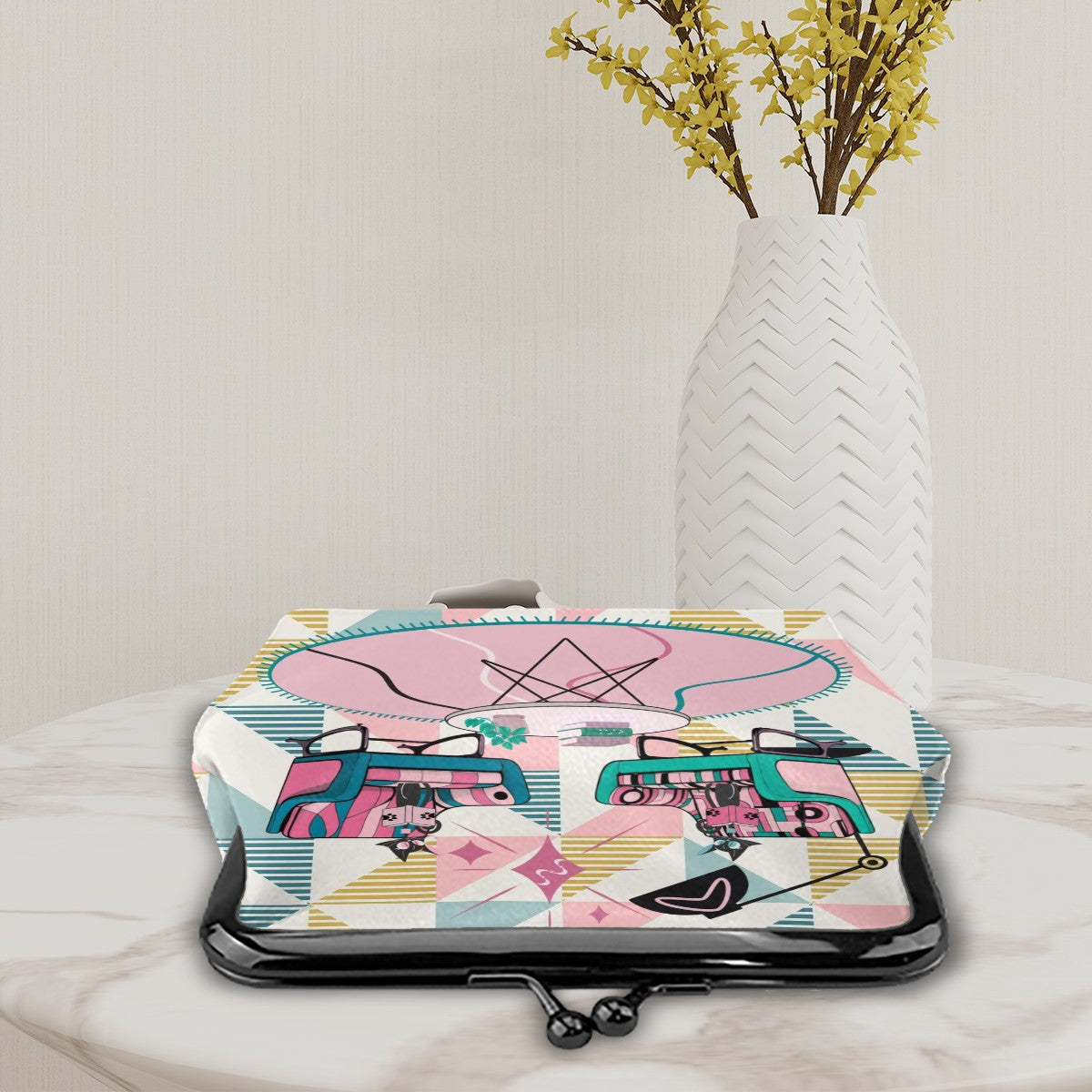 Atomic Cat Book Nook Reading Cats, Mid Mod Retro Coin Purse - Mid Century Modern Gal
