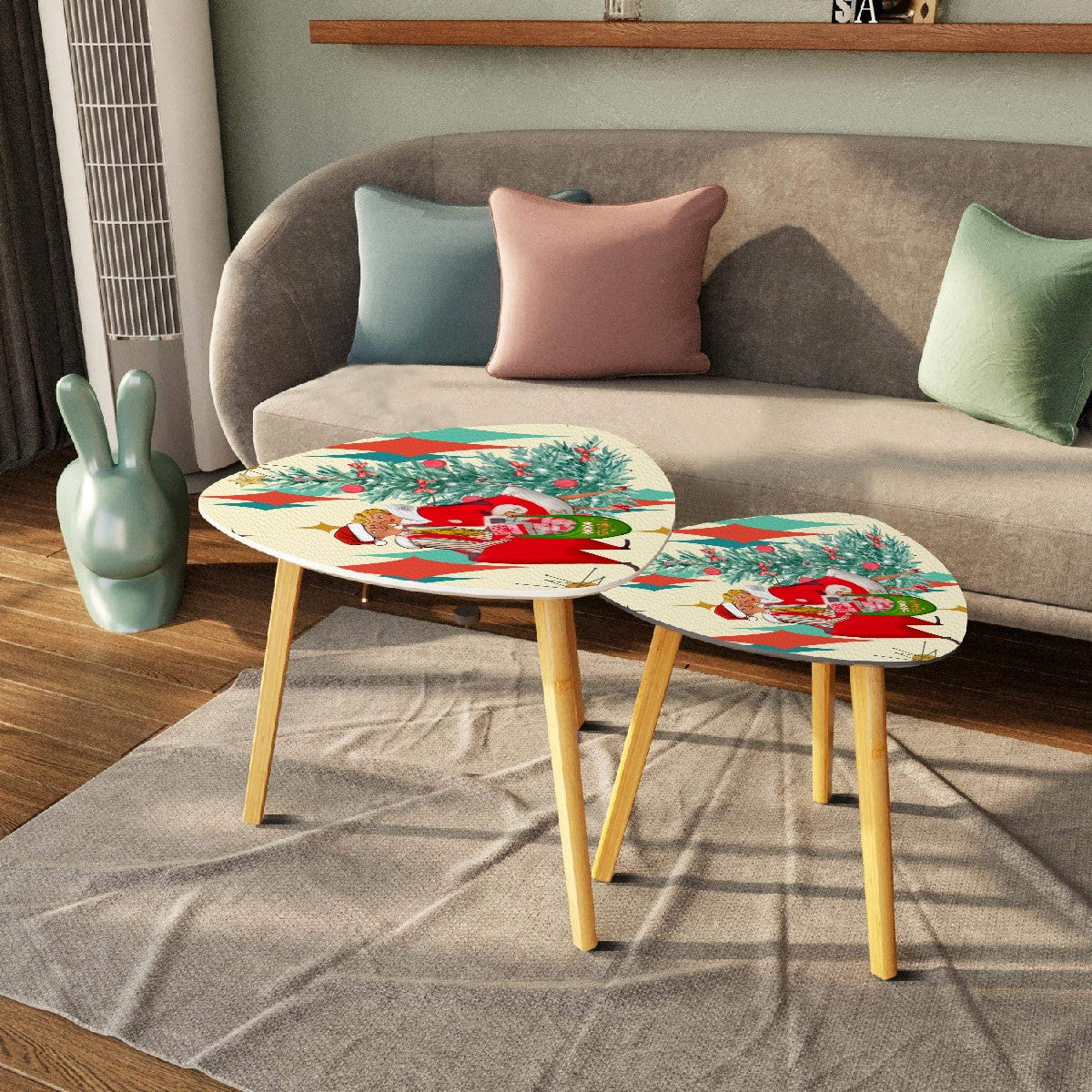 Mid Century Modern Kitschy 50s Christmas Holiday Nesting Tables - Mid Century Modern Gal
