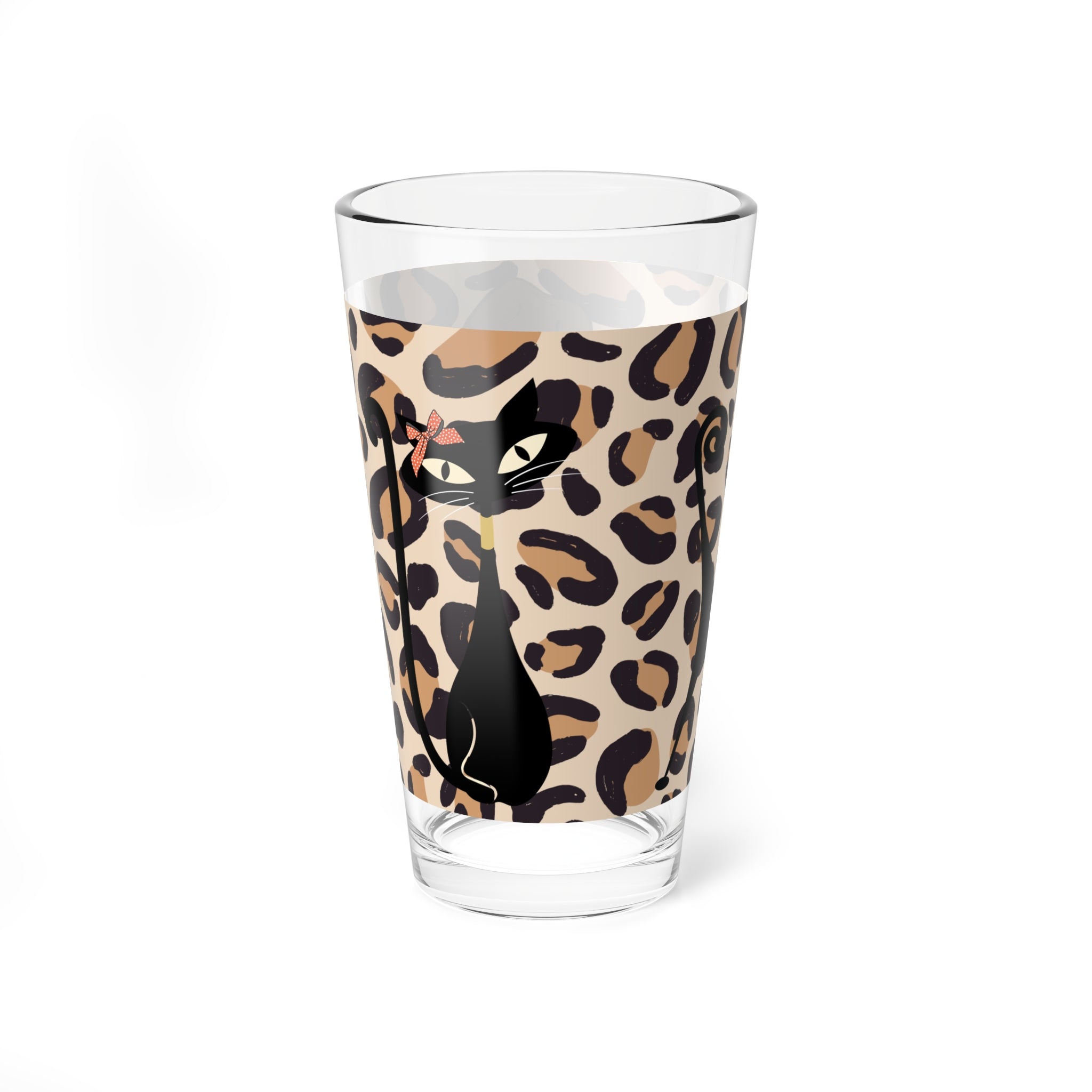 Atomic Cats 50s Mid Century Modern Barware, Kitschy Fun Leopard Print Glass - Mid Century Modern Gal