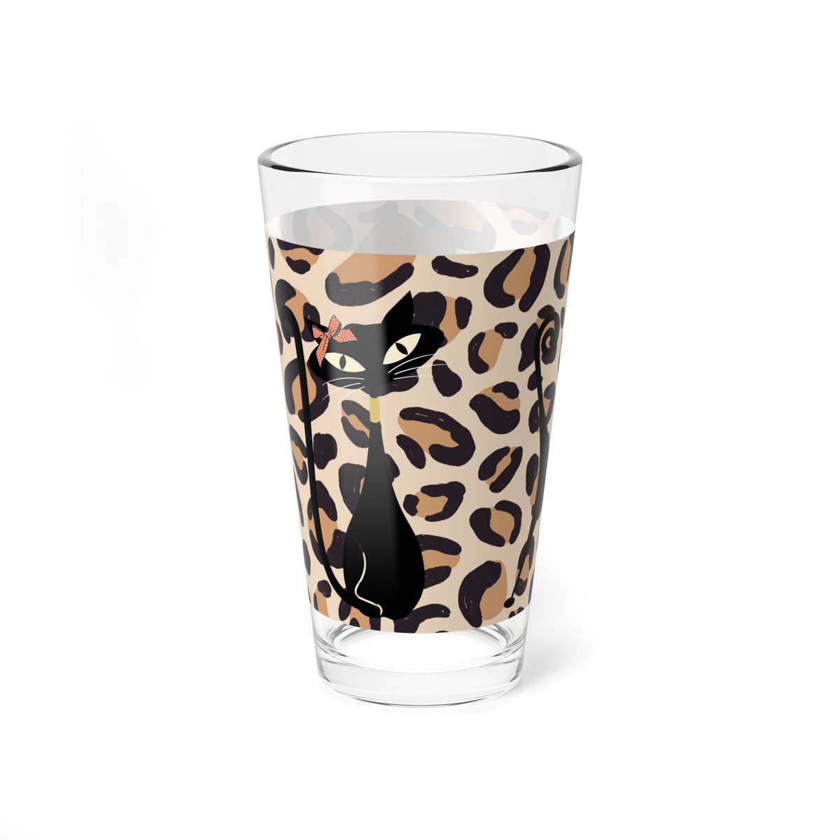 Atomic Cats 50s Mid Century Modern Barware, Kitschy Fun Leopard Print Glass - Mid Century Modern Gal