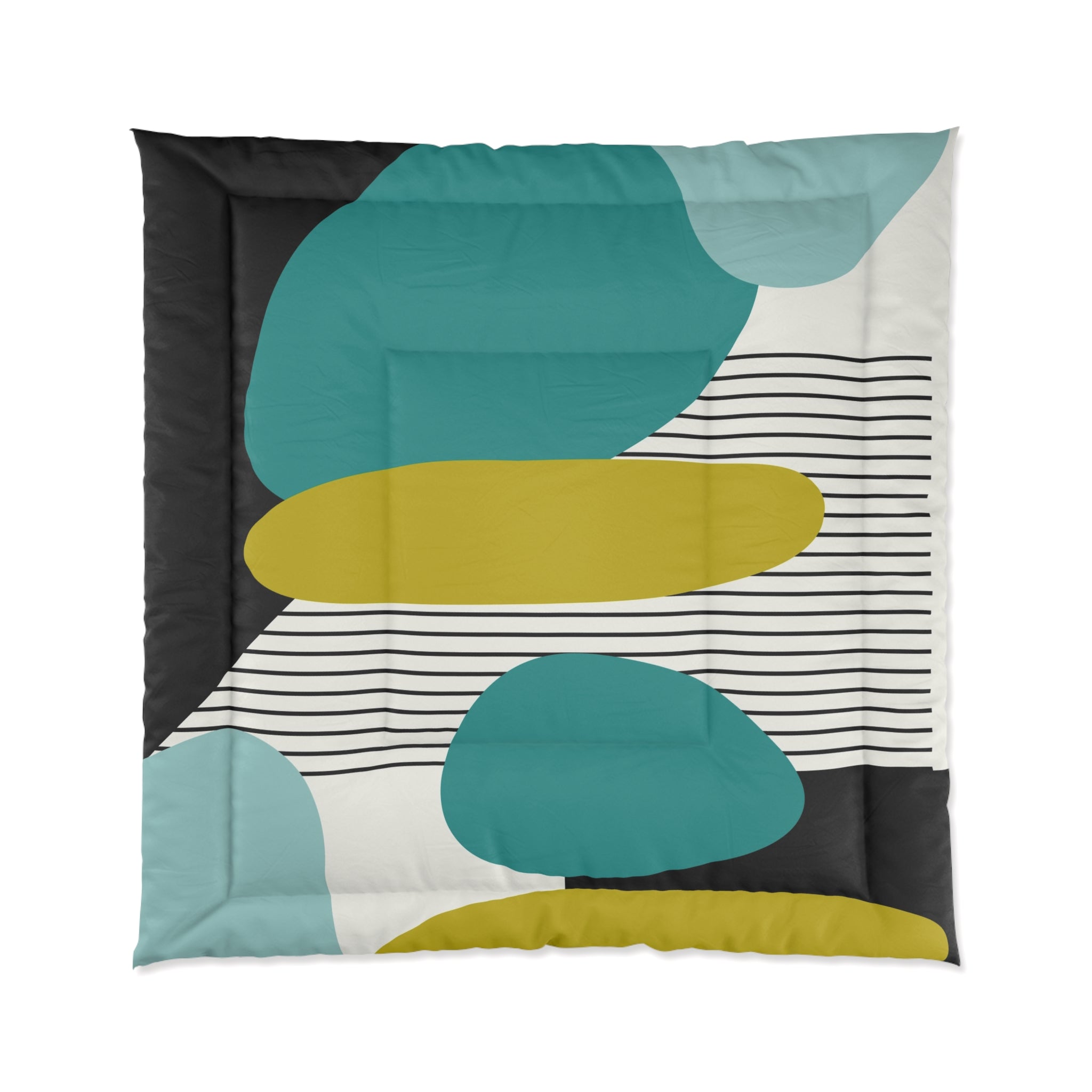 Mid Century Modern Lime Green, Teal, Cream Abstract MCM Comforter - Mid Century Modern Gal
