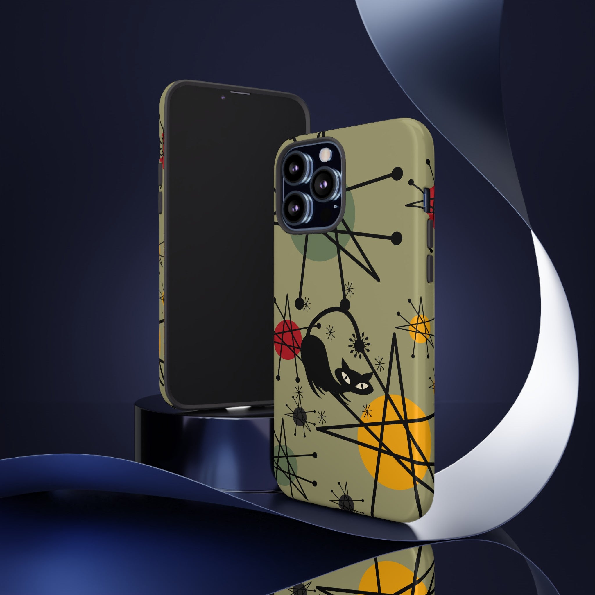 Mid Century Modern Atomic Cat, Retro Chic Groovy Mod Samsung, Smart Phone Tough Cases - Mid Century Modern Gal