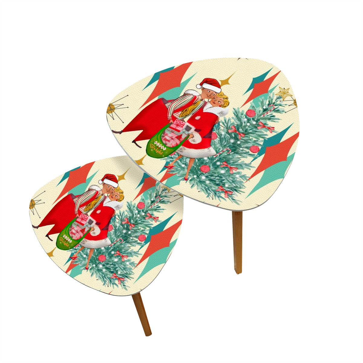 Mid Century Modern Kitschy 50s Christmas Holiday Nesting Tables - Mid Century Modern Gal
