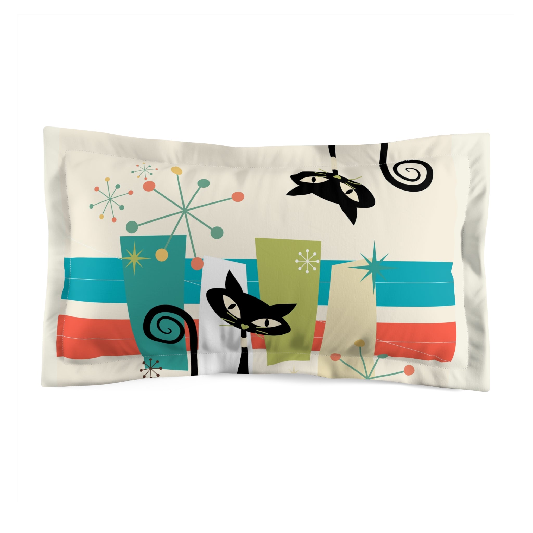 Mid Cenury Modern Atomic Cat, Pillow Sham - Mid Century Modern Gal