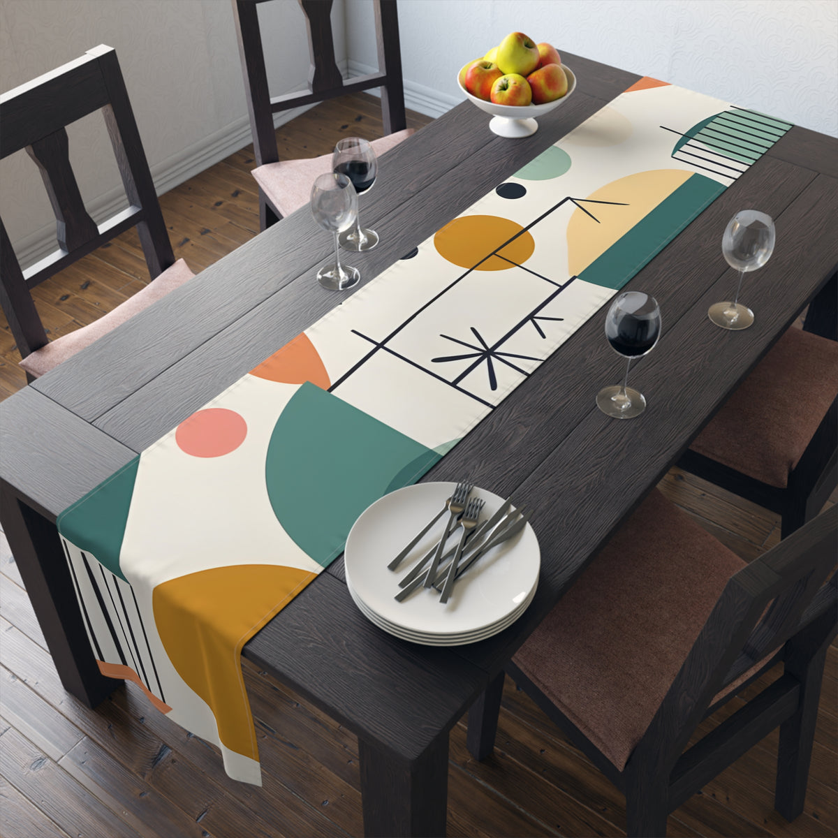 Mid Century Modern Scandinavian Designed Geometric Mod Boho Style Table Runner - Mid Century Modern Gal