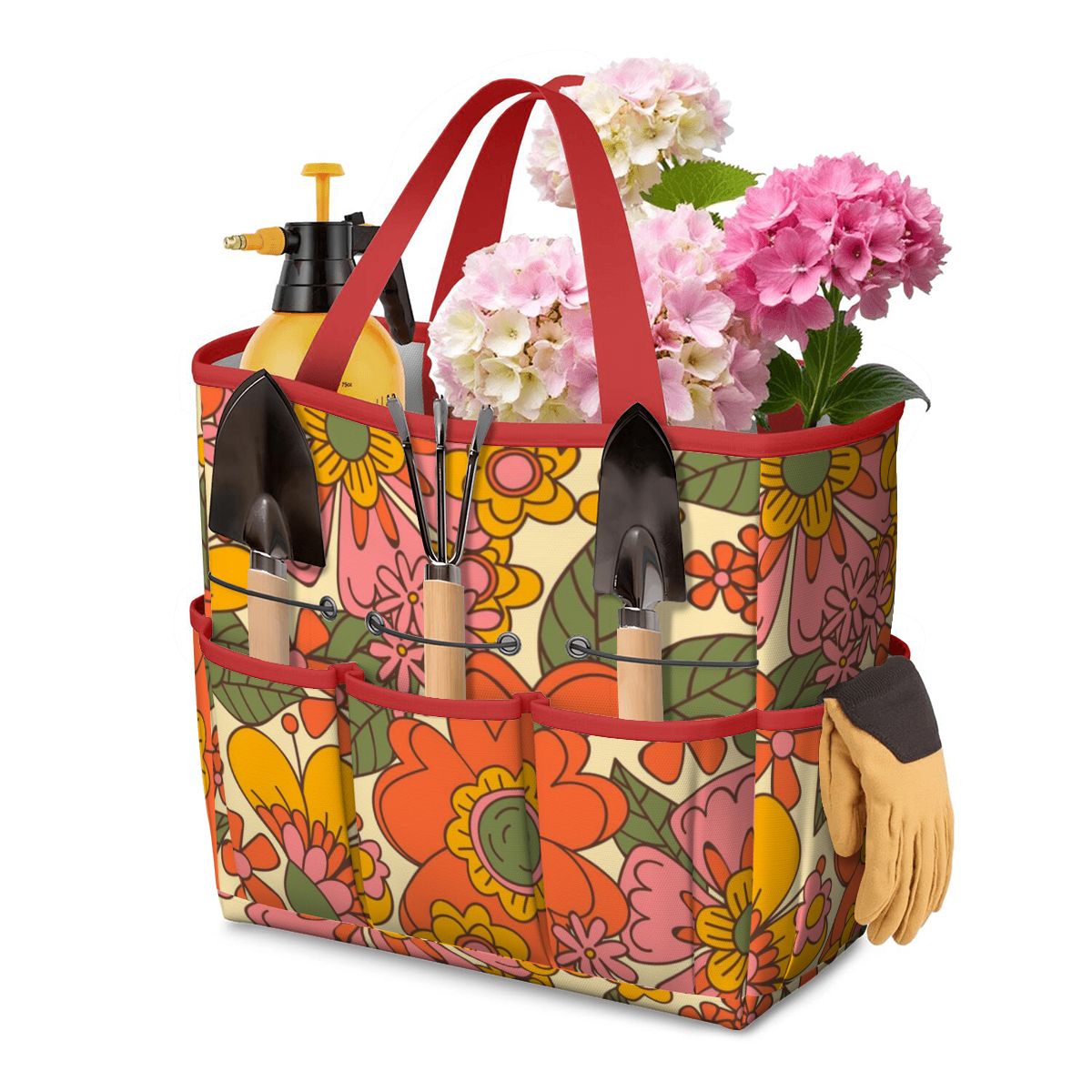 70s Retro Revival Flower Power Groovy Floral Mid Mod Garden Tool Bag - Mid Century Modern Gal