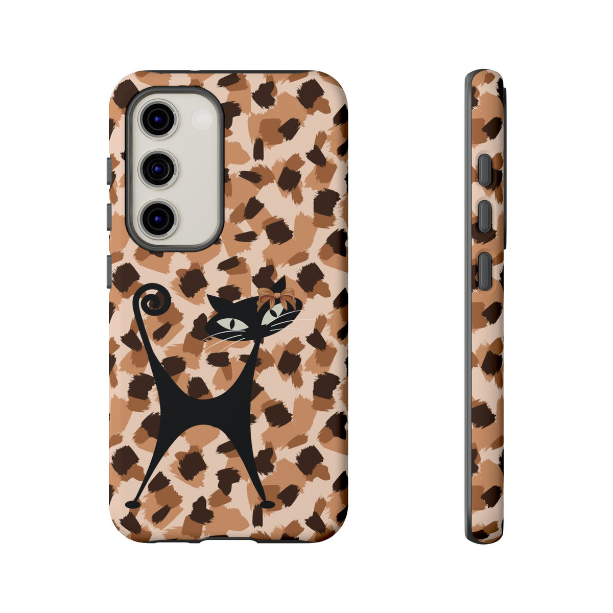 Mid Century Modern Atomic Cat, Animal Print Kitschy Trendy Smart Phone Tough Cases - Mid Century Modern Gal