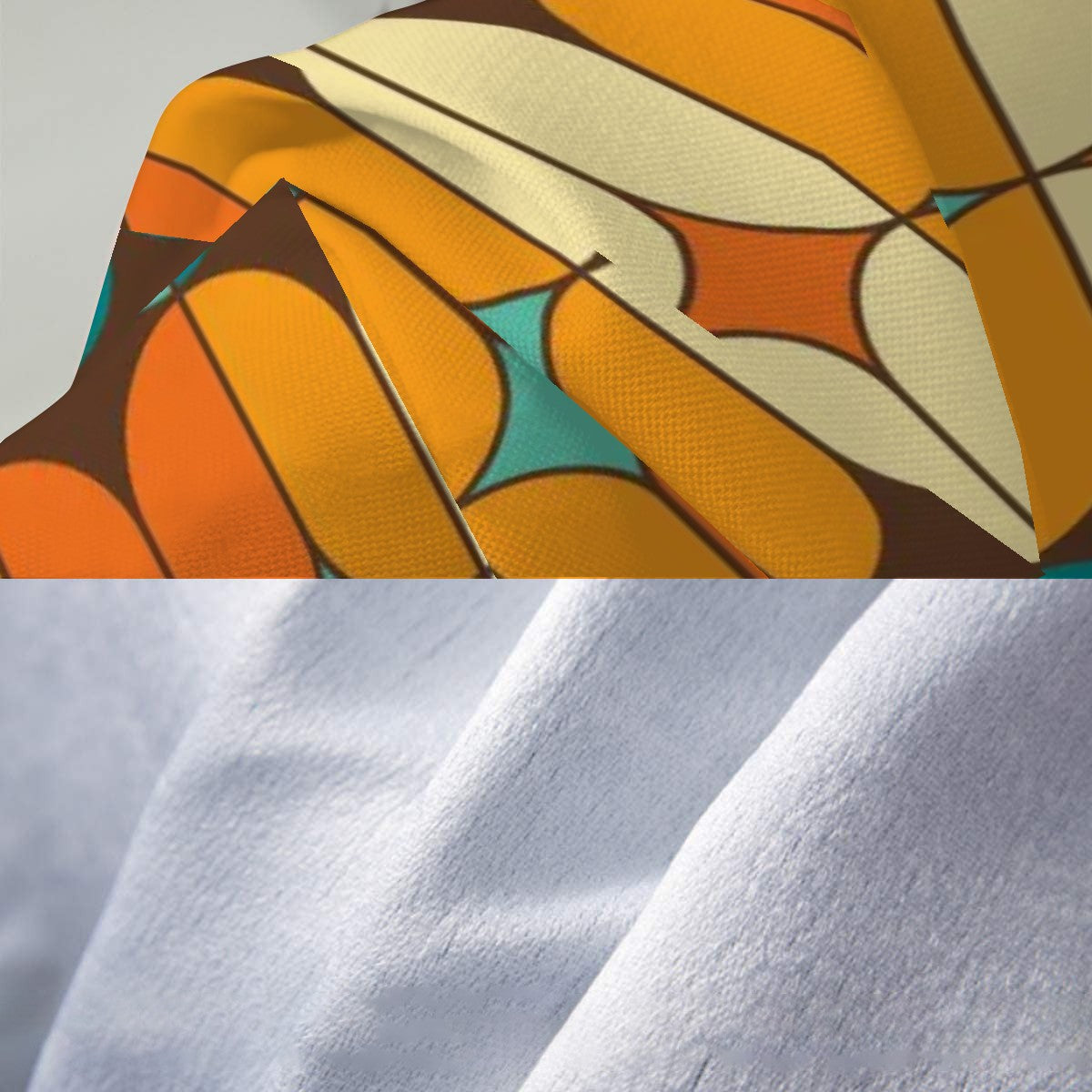 Retro Style Couch Cover, Mid Century Modern Geometric Orange, Teal Blanket Couch Cover - Mid Century Modern Gal