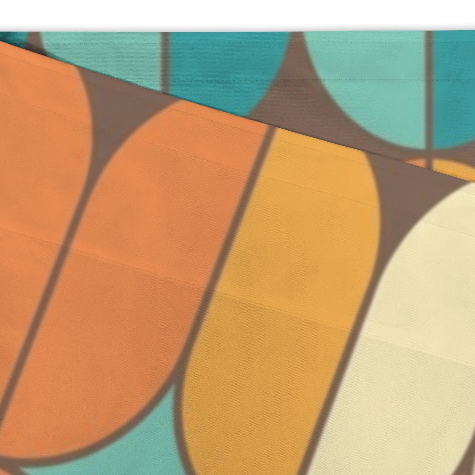 Mid Century Modern Orange Teal Geometric Retro Window Valance Curtain - Mid Century Modern Gal