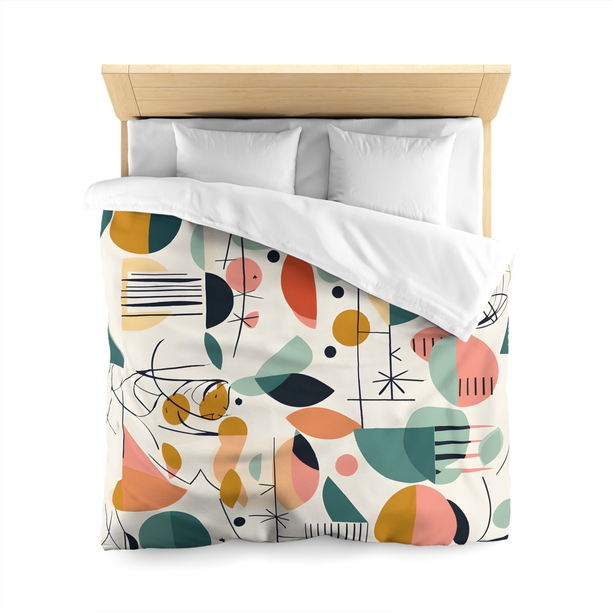 Mid Century Modernist Abstract Designed, Geometric Retro MCM Colorful Funky Duvet Cover - Mid Century Modern Gal