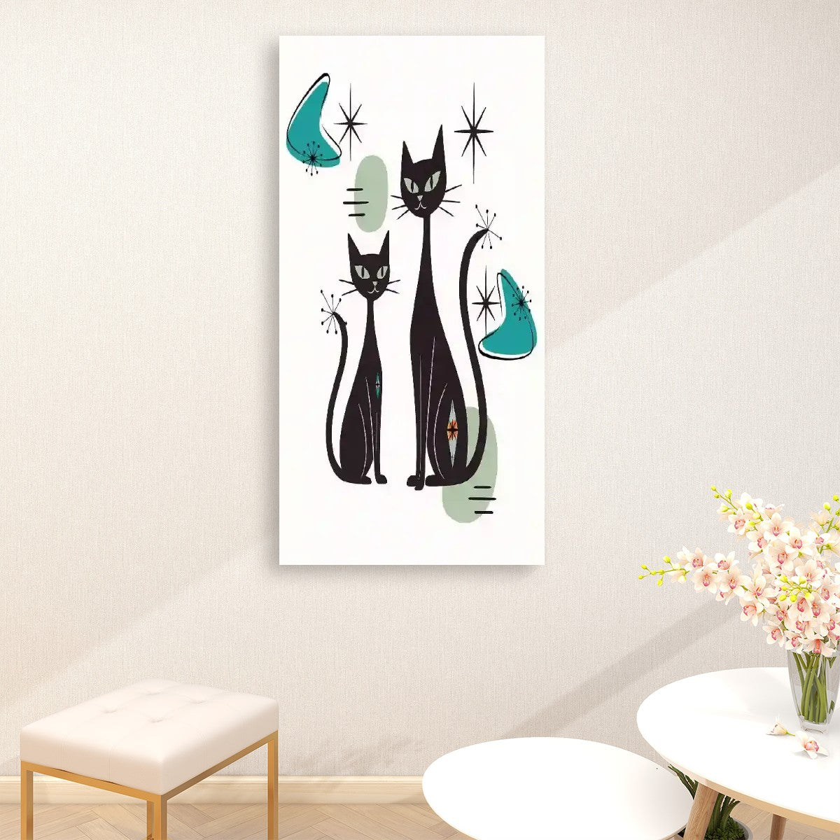 Atomic Kitschy Cats Boomerang Starburst MCM Wall Art - Mid Century Modern Gal