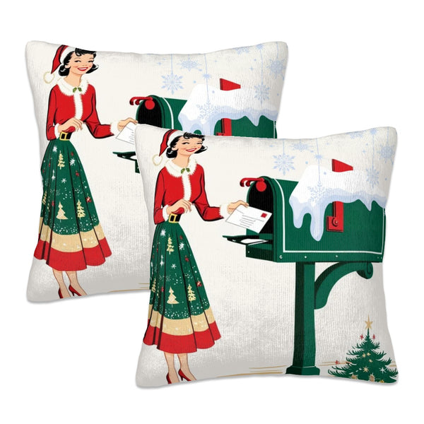 Mid Century Modern Christmas Kitschy Retro Gal, Holiday Pillow Cover
