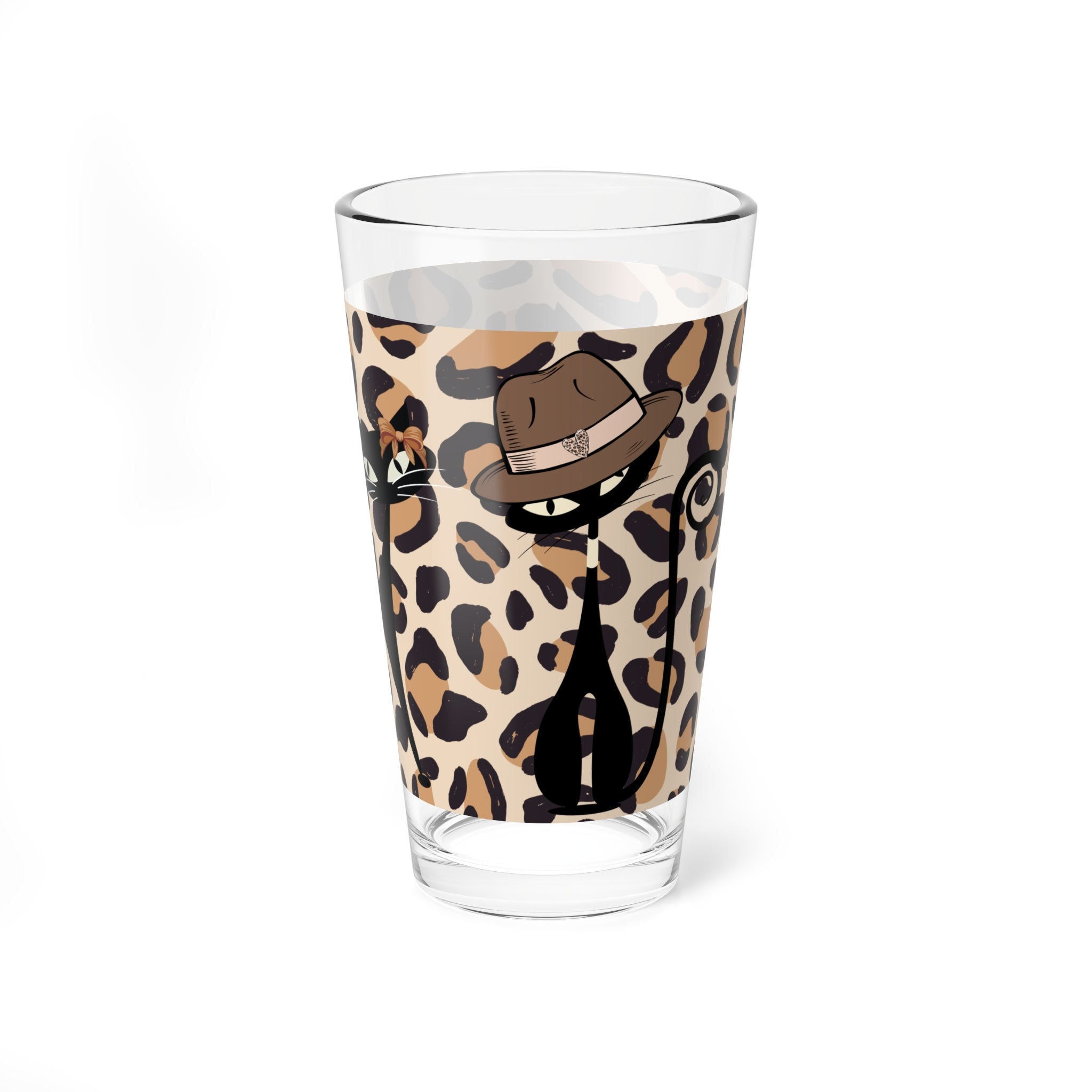 Atomic Cats 50s Mid Century Modern Barware, Kitschy Fun Leopard Print Glass - Mid Century Modern Gal