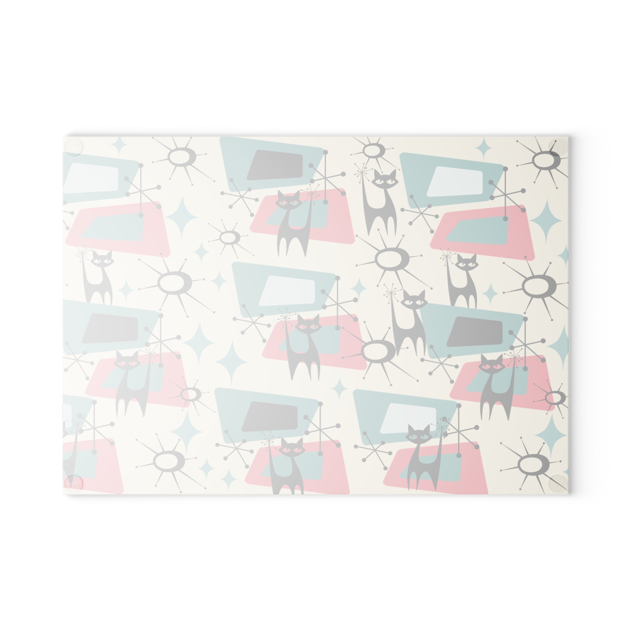 Atomic Space Cat, Cheese Board, Party Glass Cutting Board - Mid Century Modern Gal