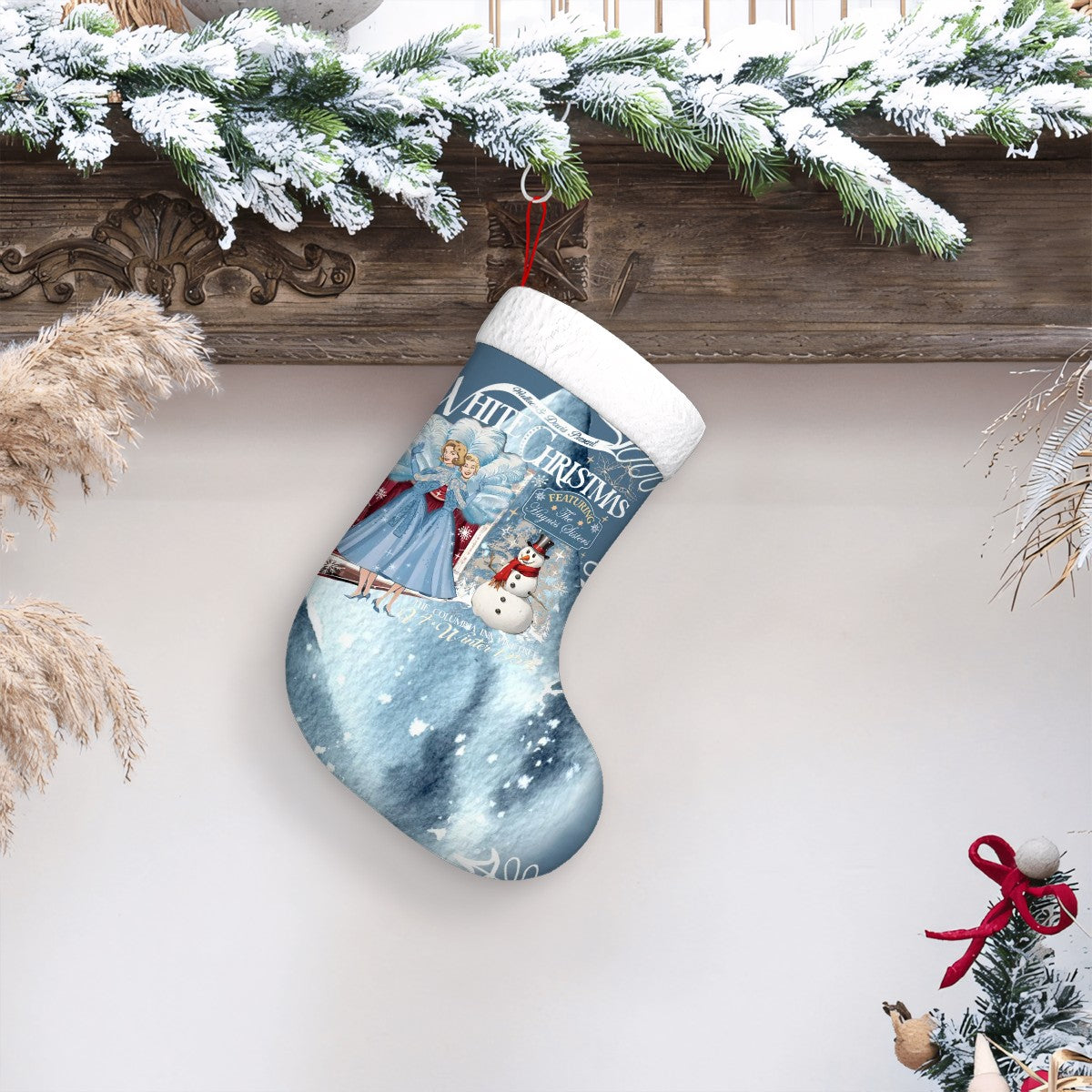 Wallace And Davis Sisters Sisters Blue Mid Mod Plush Christmas Stocking - Mid Century Modern Gal