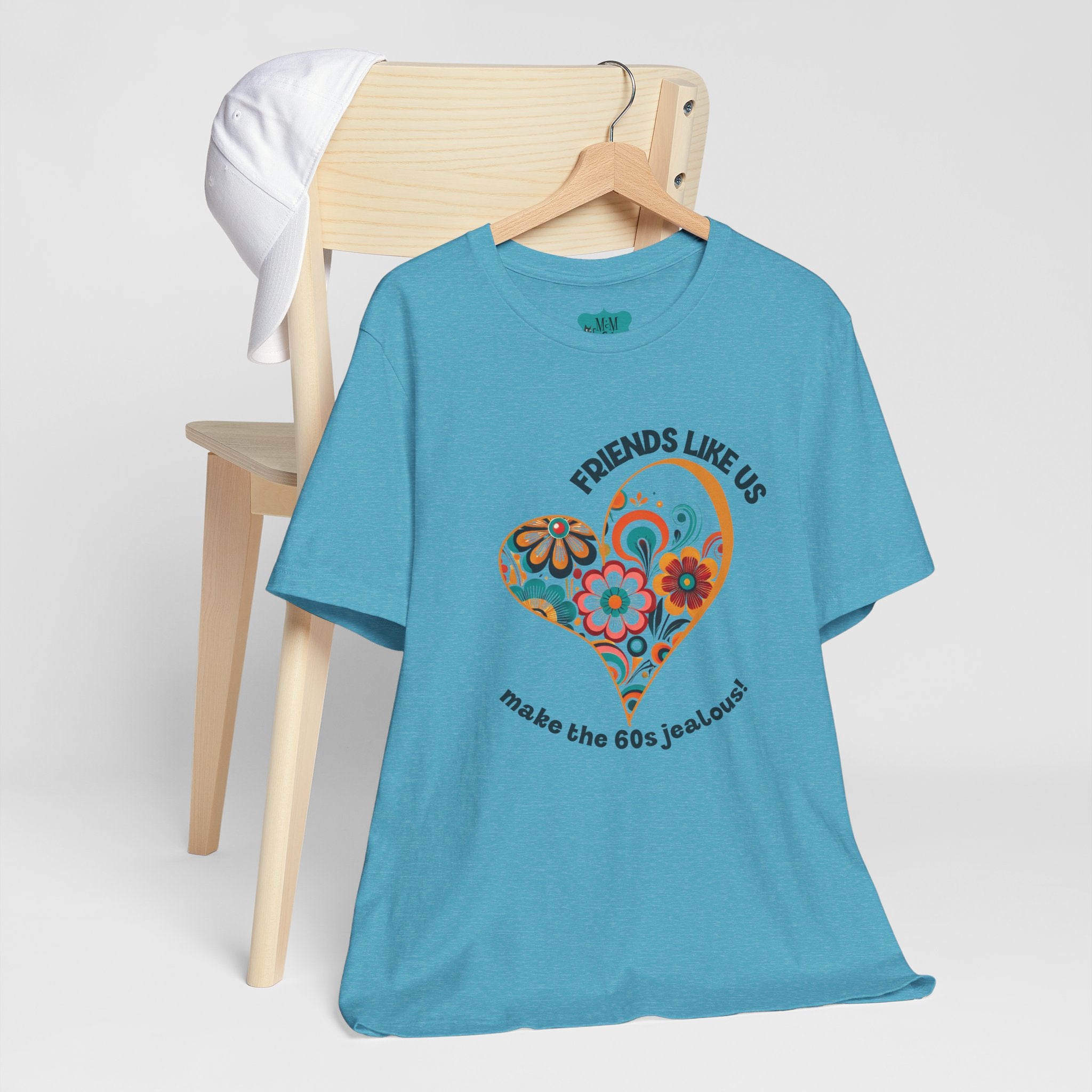 Friends Like Us Vintage Retro Floral Heart Bestie Tee For All Ages - Mid Century Modern Gal