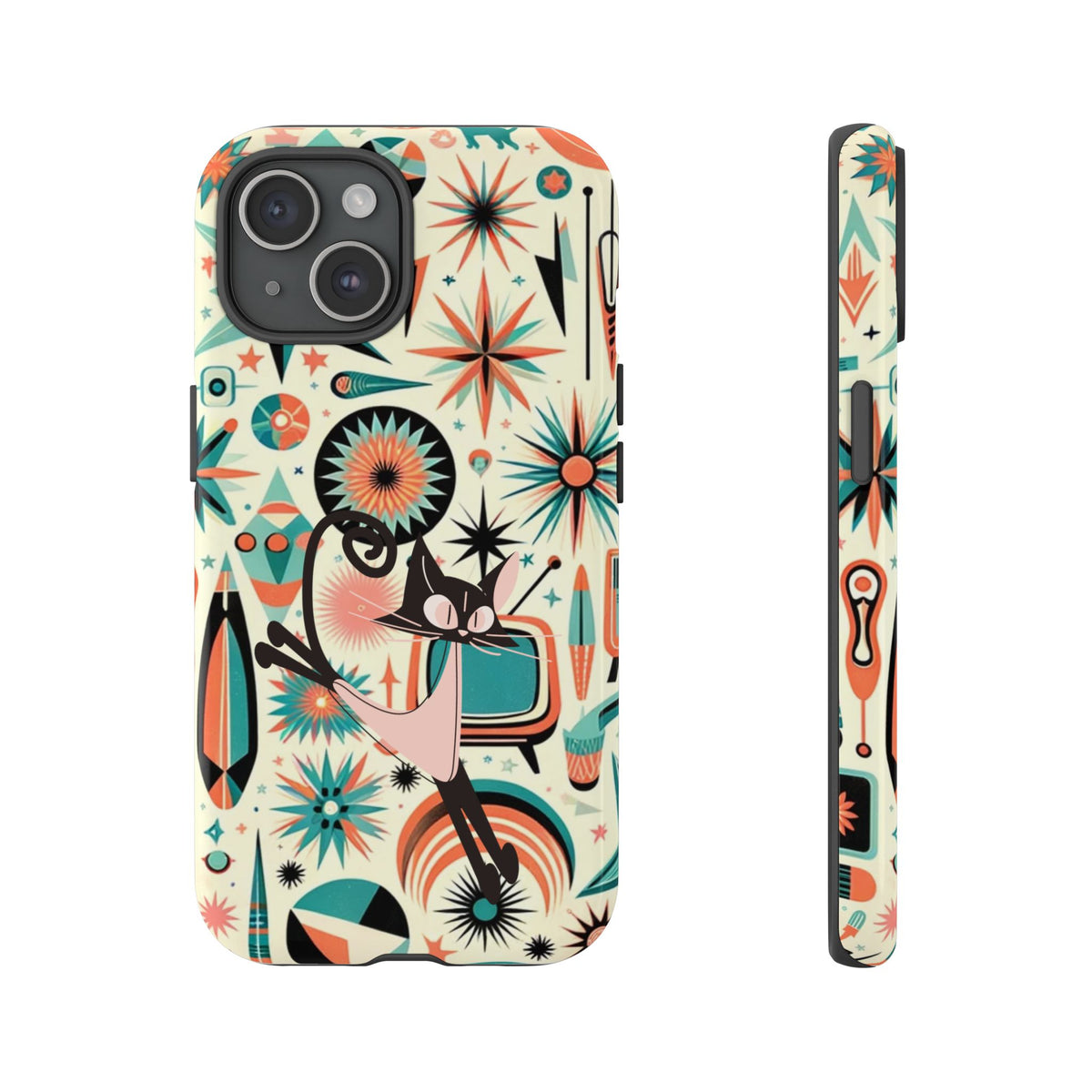 Atomic Kitty Boomerang Space Kitty Mid Century Modern Samsung, Smart Phone, Tough Cases