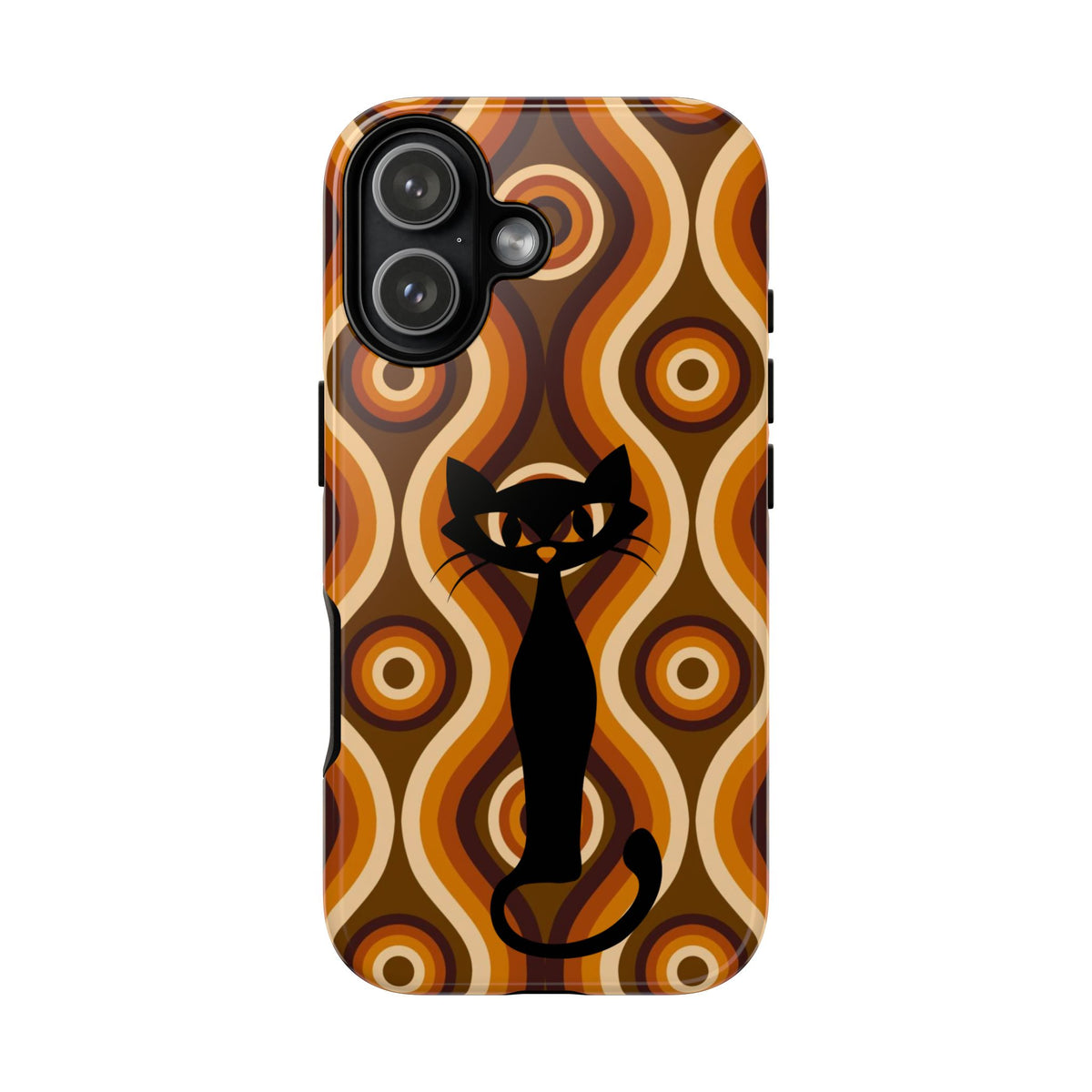 Retro Phone Case, Groovy Brown, Atomic Kitsch Cat Tough Smart Phone Cases