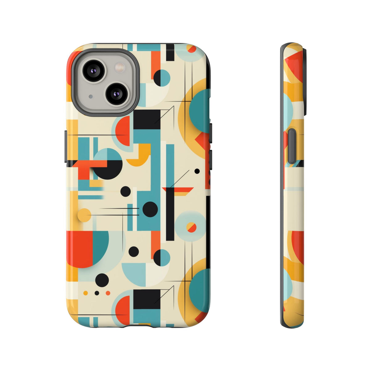 Bauhaus Designed Mid Mod Geometric Groovy Smart Phone, iPhone, Samsung Compatible Tough Cases - Mid Century Modern Gal