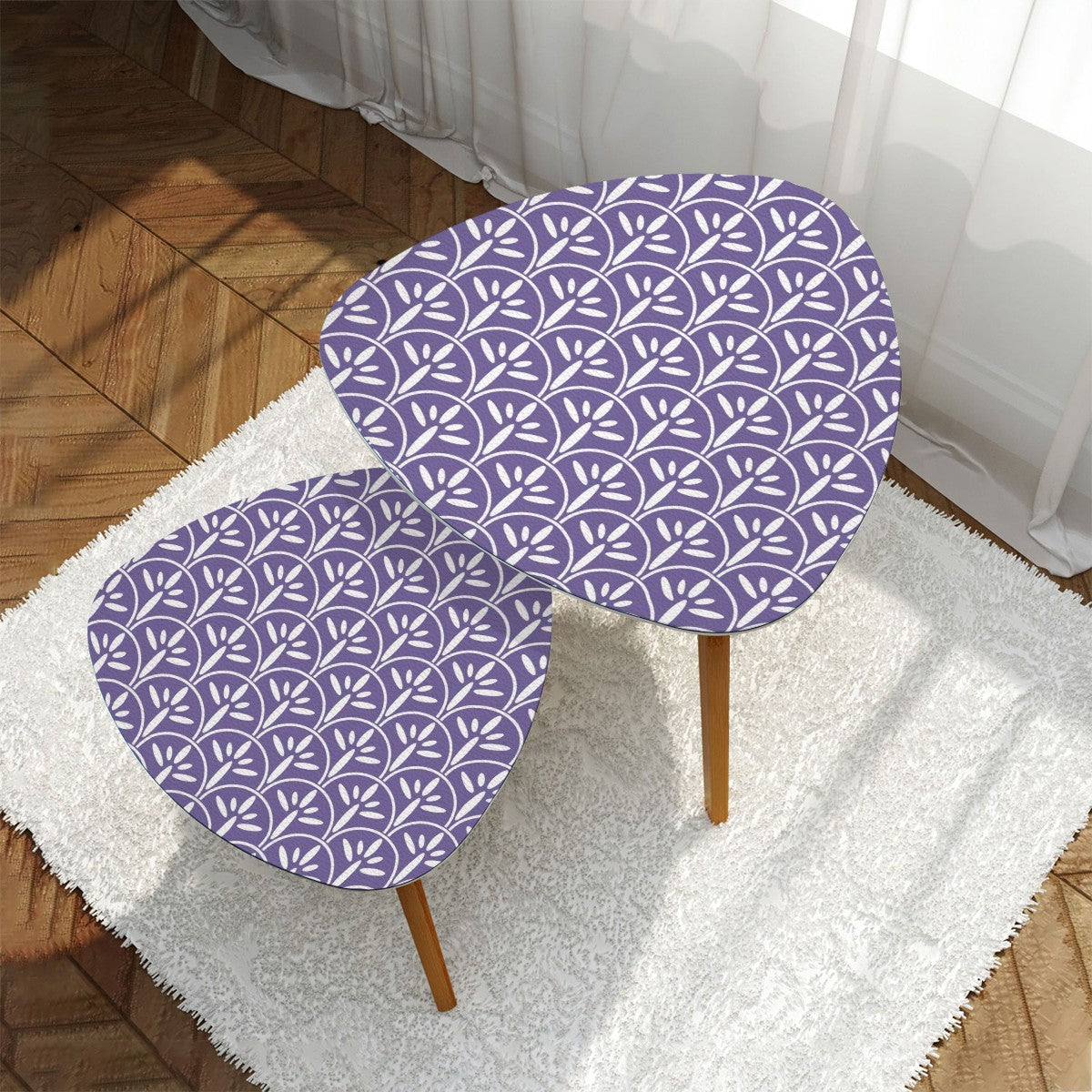 Mid Century Modern Nesting Tables Lavendar Purple And White | Stylish Art Deco MCM End Tables - Mid Century Modern Gal