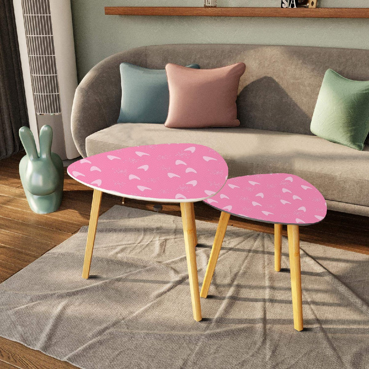 Atomic Starburst 50s Pink Boomerang Mid Mod Nesting Tables - Mid Century Modern Gal