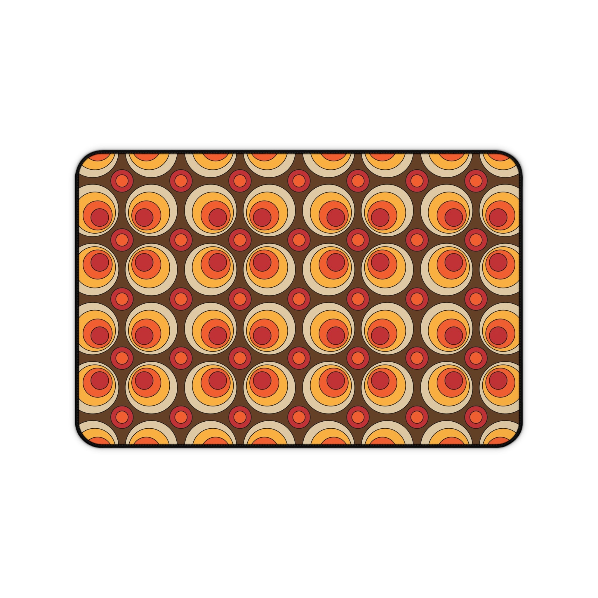 Retro Groovy Orbs Desk Mat – Stylish Workspace Decor for Home or Office - Mid Century Modern Gal