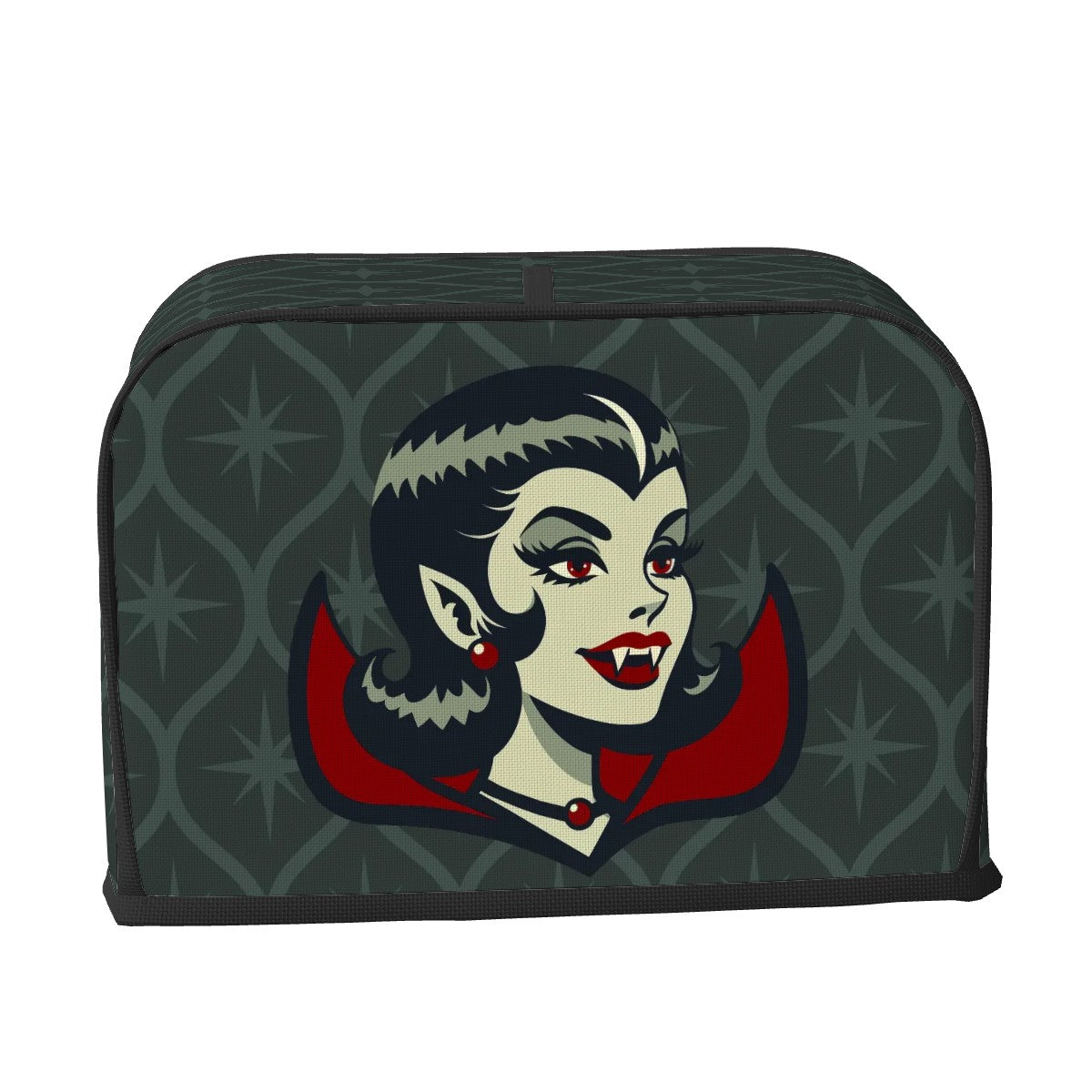 Vampire Dracula Girl Halloween Goth Horror Buff MCM Green 2 Slice Toaster Cover - Mid Century Modern Gal