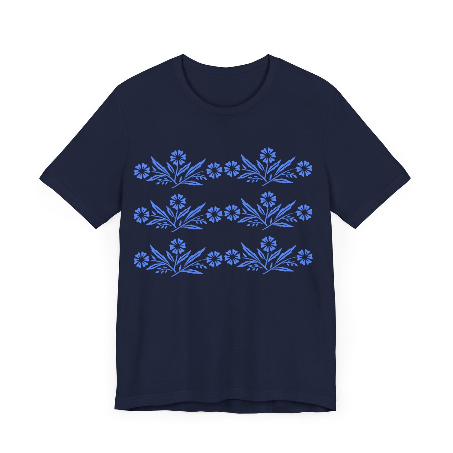 Vintage Corning Ware Inspired Blue Cornflower Retro Mod Tee - Mid Century Modern Gal