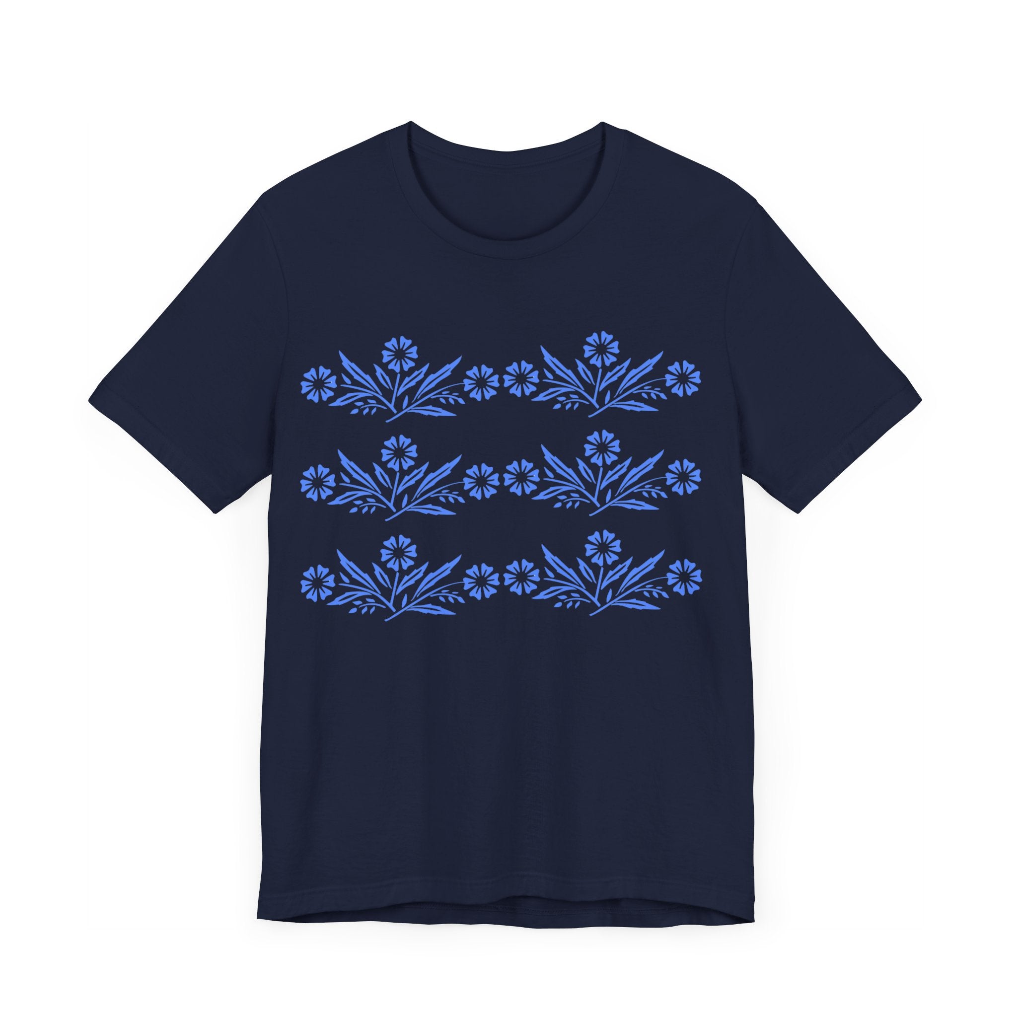 Vintage Corning Ware Inspired Blue Cornflower Retro Mod Tee - Mid Century Modern Gal