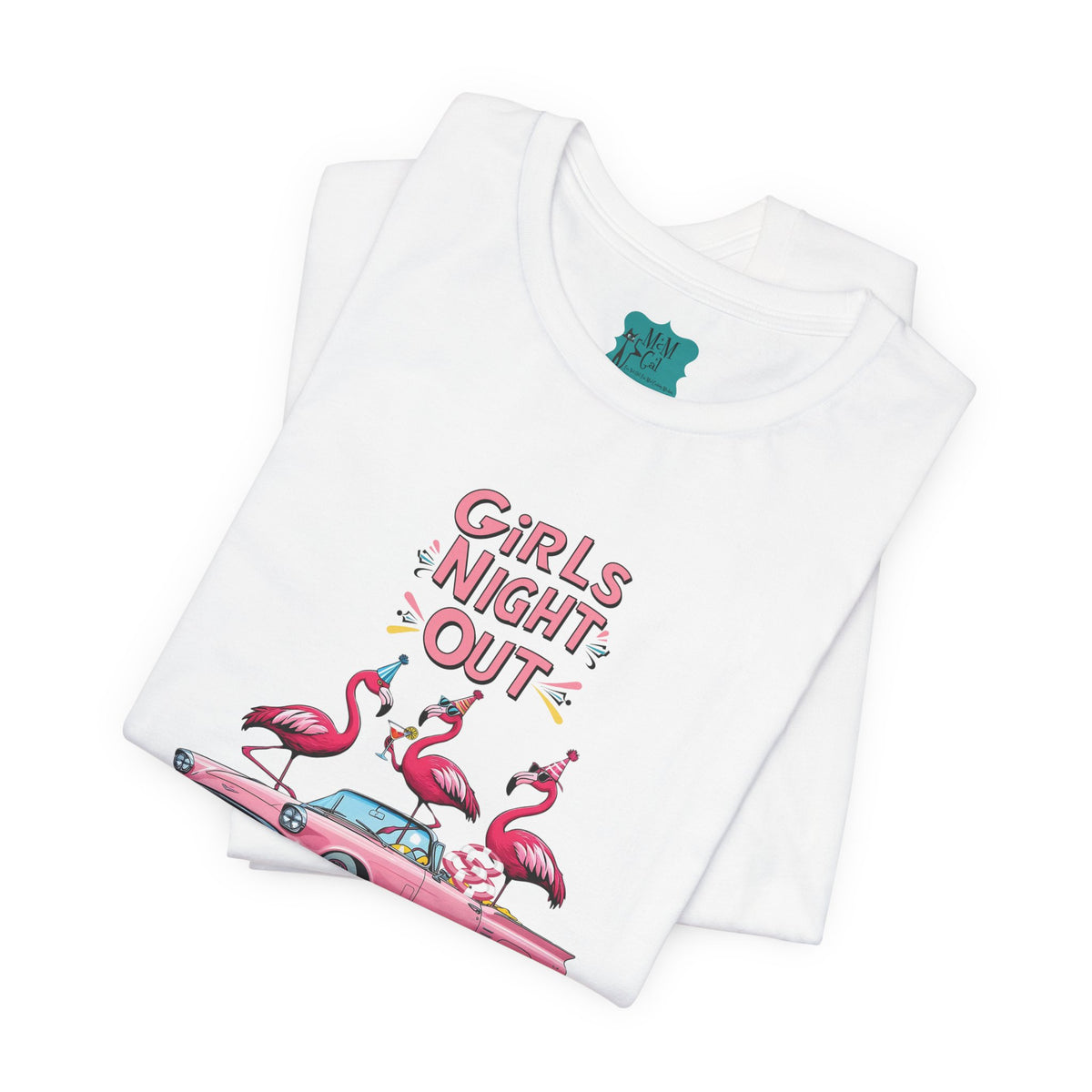 Girls Night Out Retro Fun Party Flamingo Tee - Mid Century Modern Gal