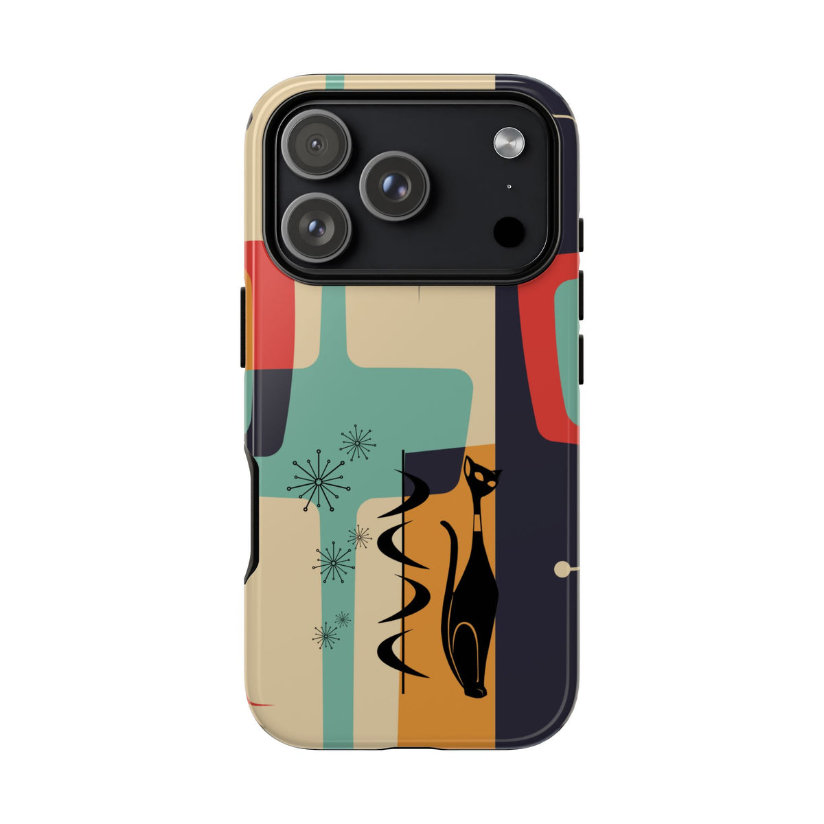 Mid Century Modern, Geometric, Atomic Cat Groovy Smart Phones Tough Phone Cases