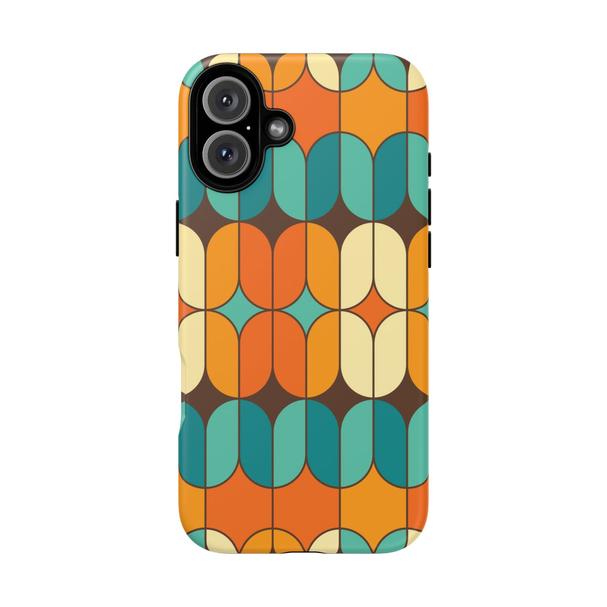 Mid Century Modern Orange, Teal Geometric Mod Designed Tough Phone Case